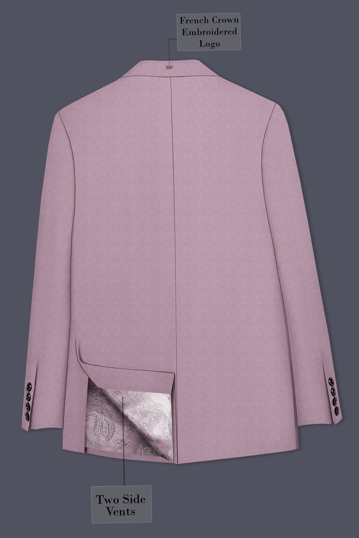 Regalia-Mountbatten Pink Diamond Textured Wool Rich Slight Stretch Single Breasted Blazer