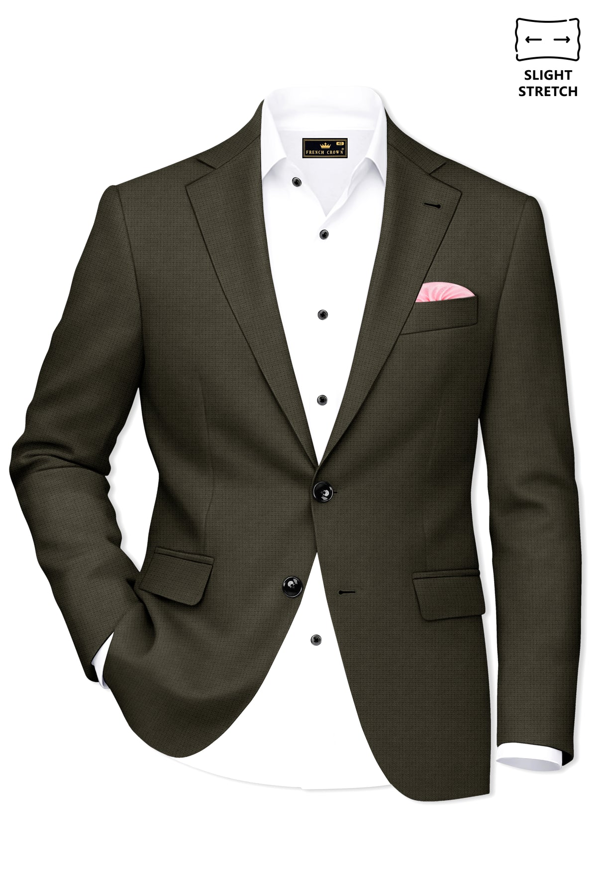 Prestige-Zeus Green Diamond Textured Wool Rich Slight Stretch Single Breasted Blazer