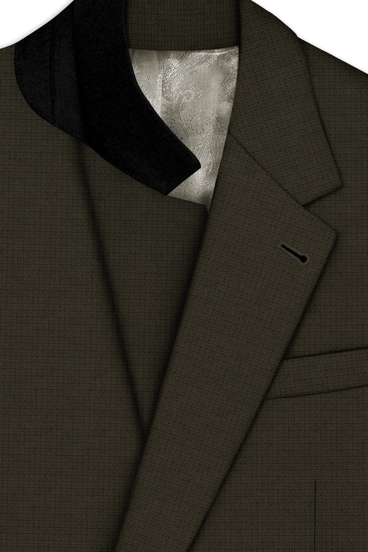 Prestige-Zeus Green Diamond Textured Wool Rich Slight Stretch Single Breasted Blazer