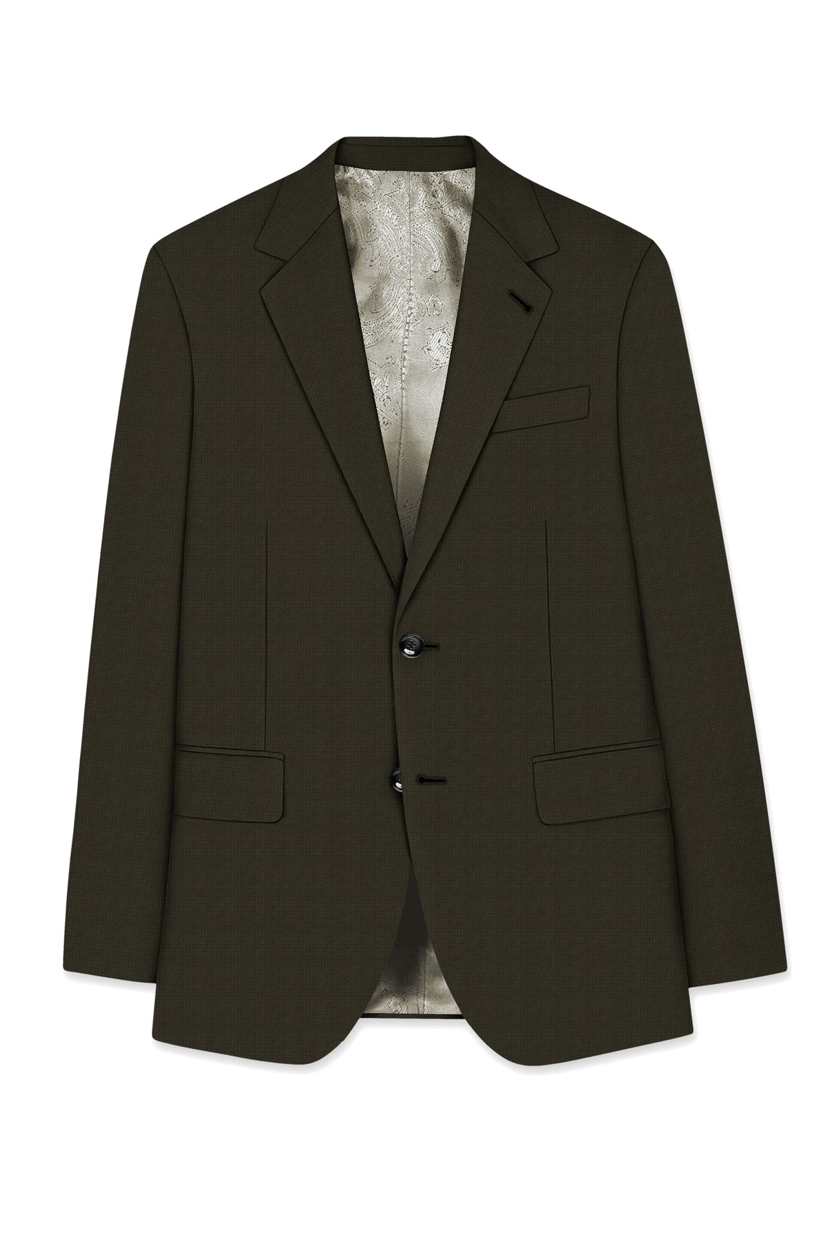 Prestige-Zeus Green Diamond Textured Wool Rich Slight Stretch Single Breasted Blazer