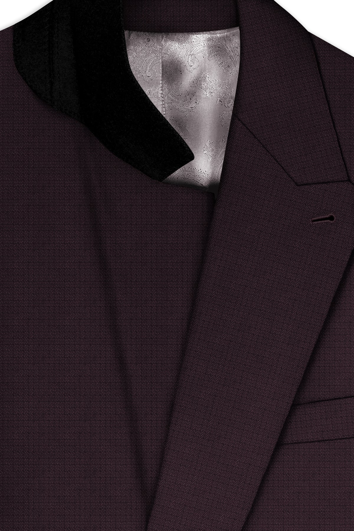 Velaris-Thunder Purple Diamond Textured Wool Rich Slight Stretch Double Breasted Blazer