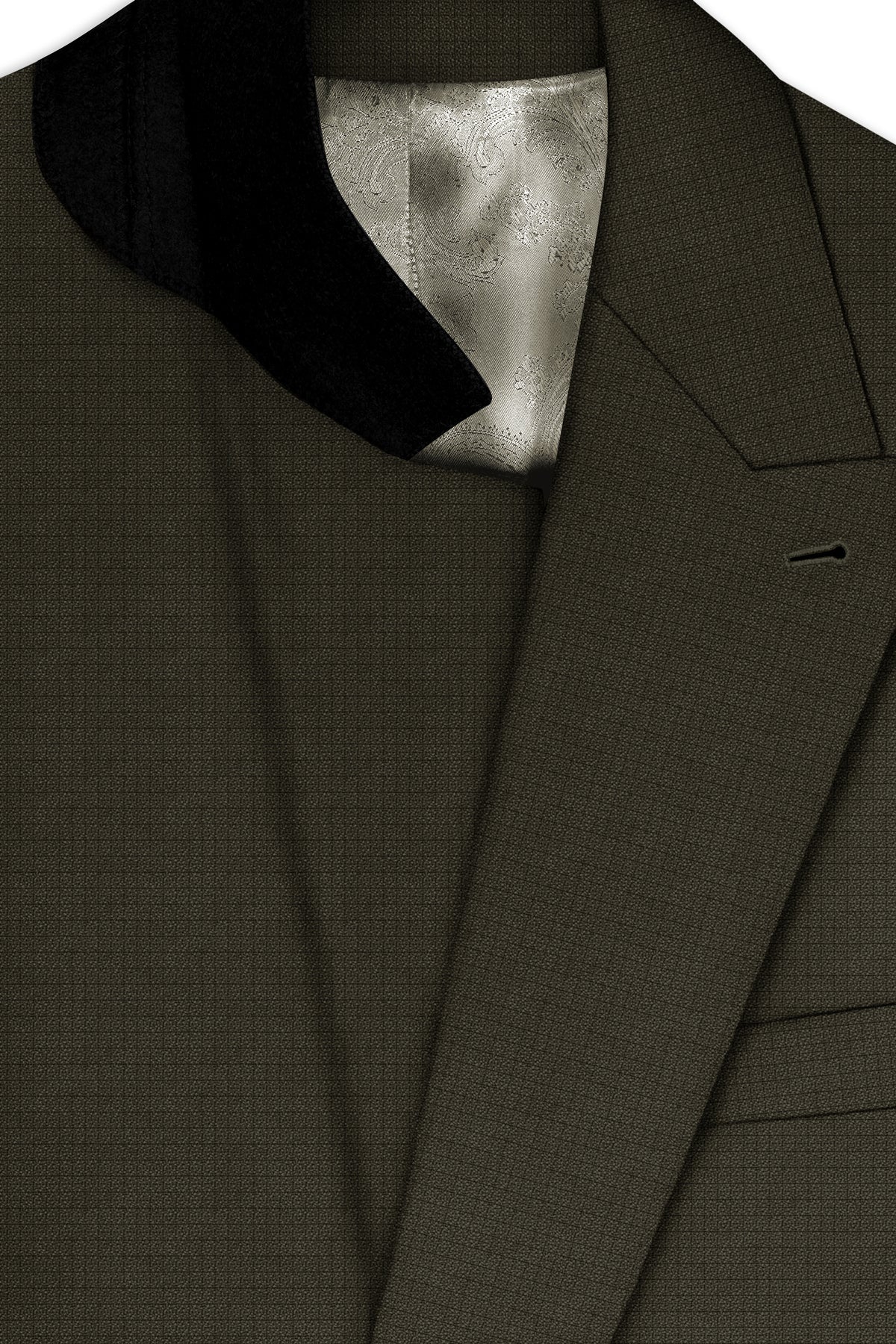 Prestige-Zeus Green Diamond Textured Wool Rich Slight Stretch Double Breasted Blazer