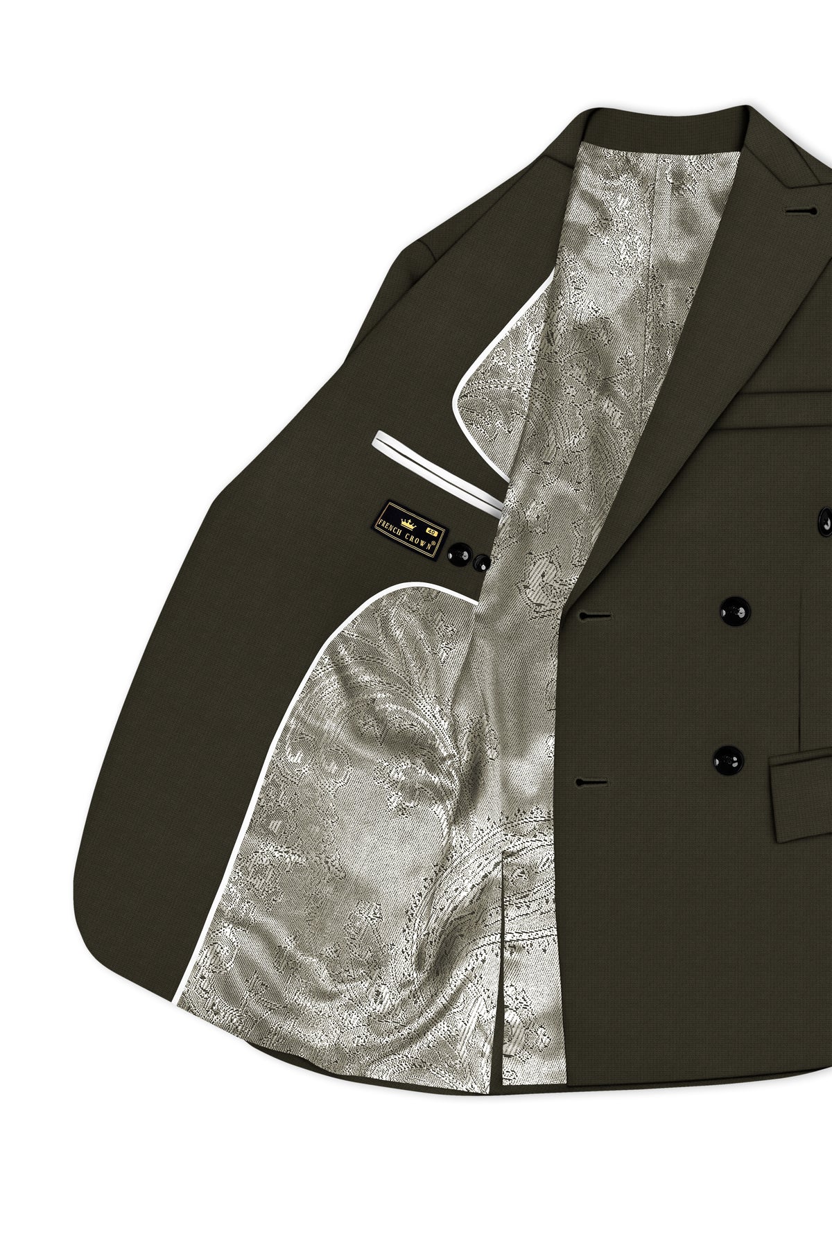 Prestige-Zeus Green Diamond Textured Wool Rich Slight Stretch Double Breasted Blazer