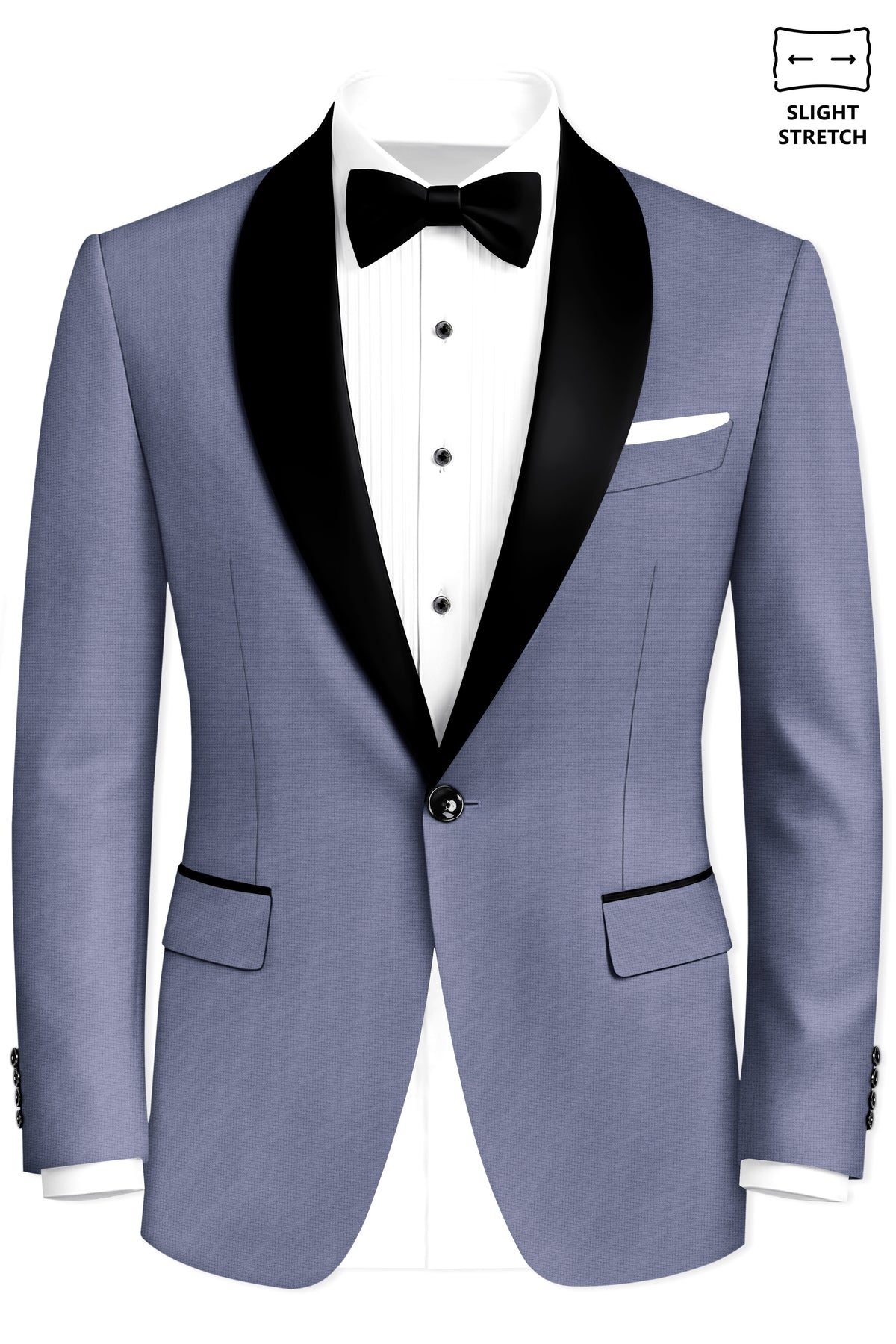Graphite-Shuttle Gray Diamond Textured Wool Rich Slight Stretch Tuxedo Blazer