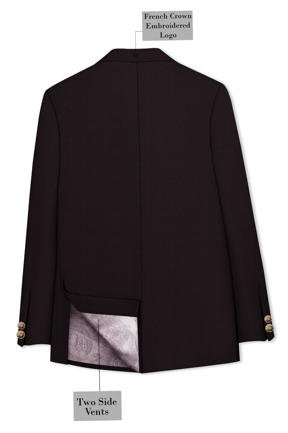 Regency-Cocoa Brown Diamond Textured Wool Rich Slight Stretch Bandhgala Blazer