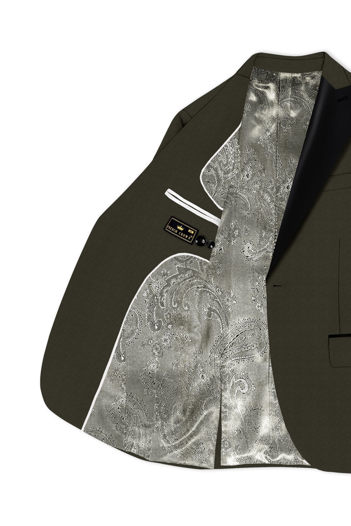 Prestige-Zeus Green Diamond Textured Wool Rich Slight Stretch Peak Lapel Tuxedo Blazer