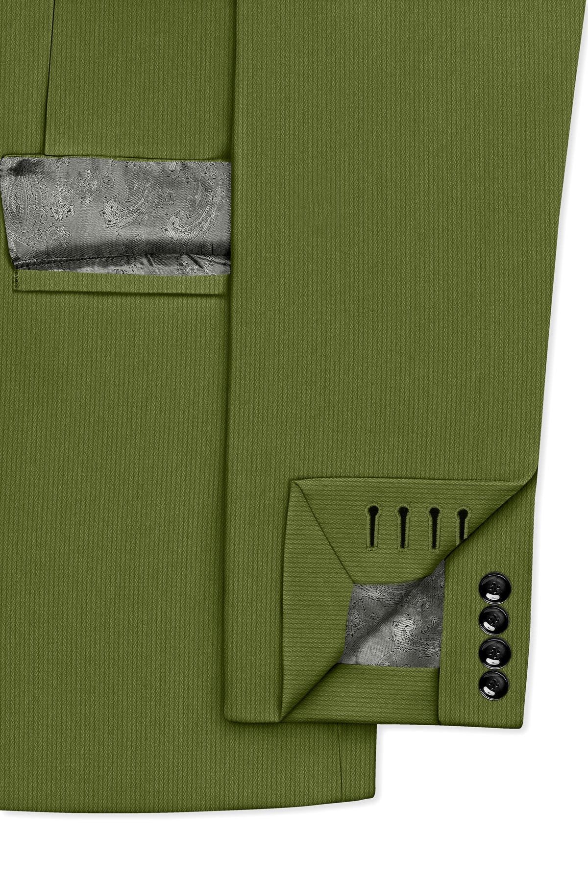 Hunter-Muddy Green Diamond Textured Wool Rich Slight Stretch Single Breasted Blazer