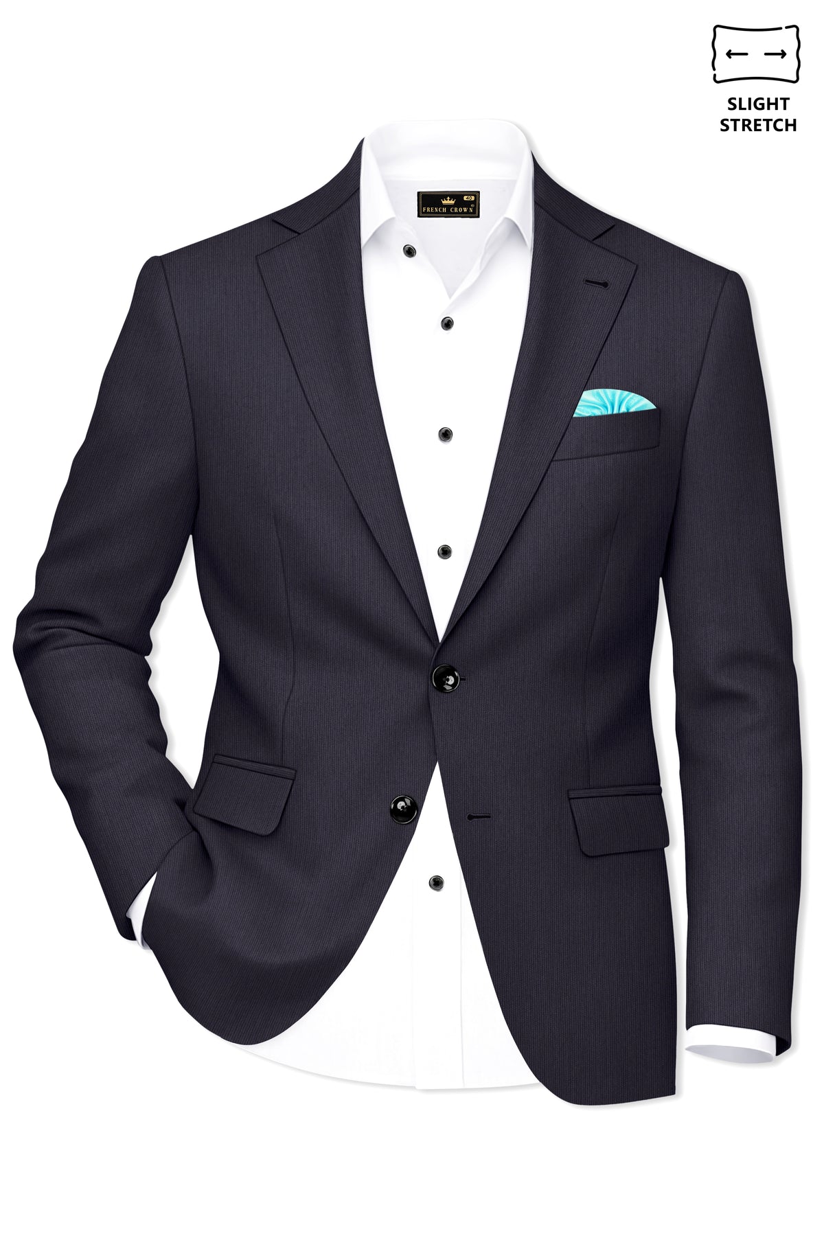 Aurelio-Charade Gray Diamond Textured Wool Rich Slight Stretch Single Breasted Blazer