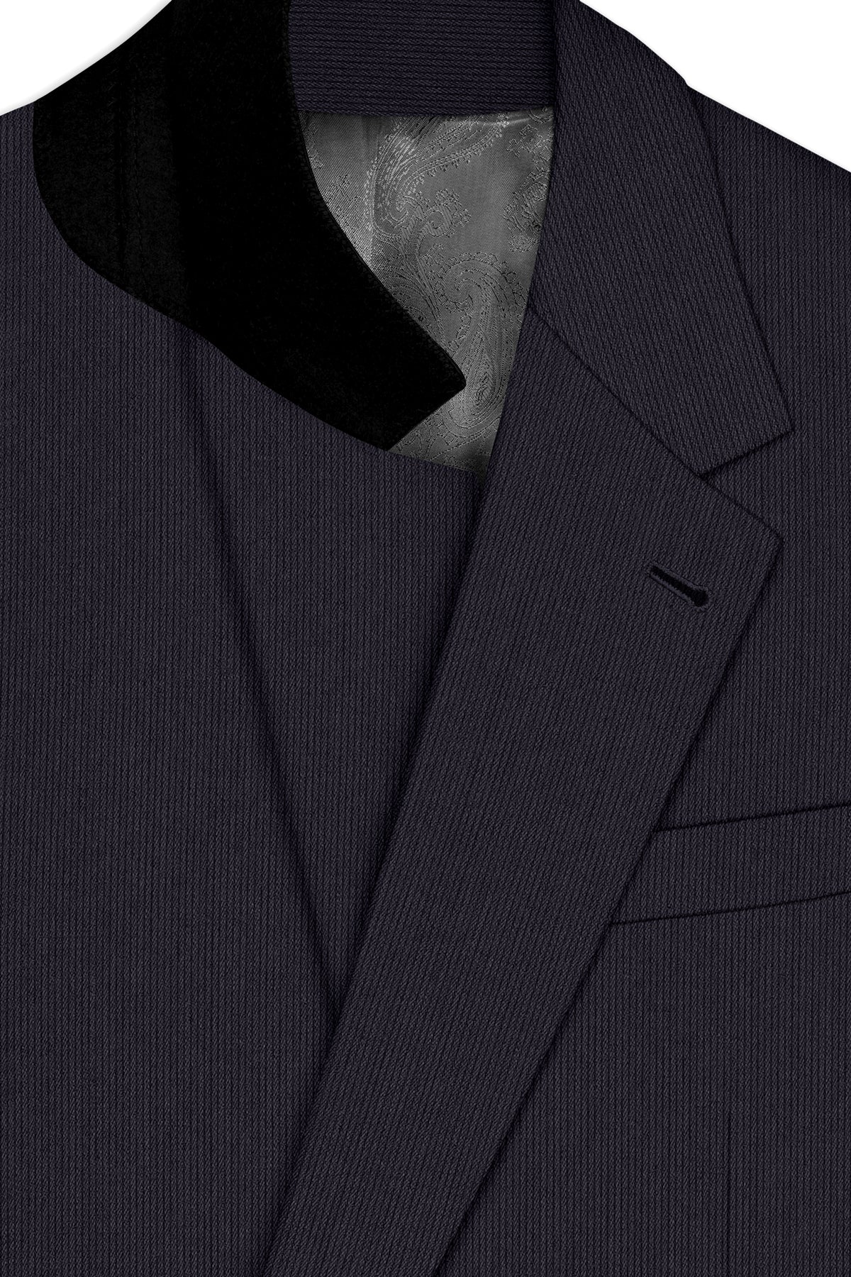 Aurelio-Charade Gray Diamond Textured Wool Rich Slight Stretch Single Breasted Blazer