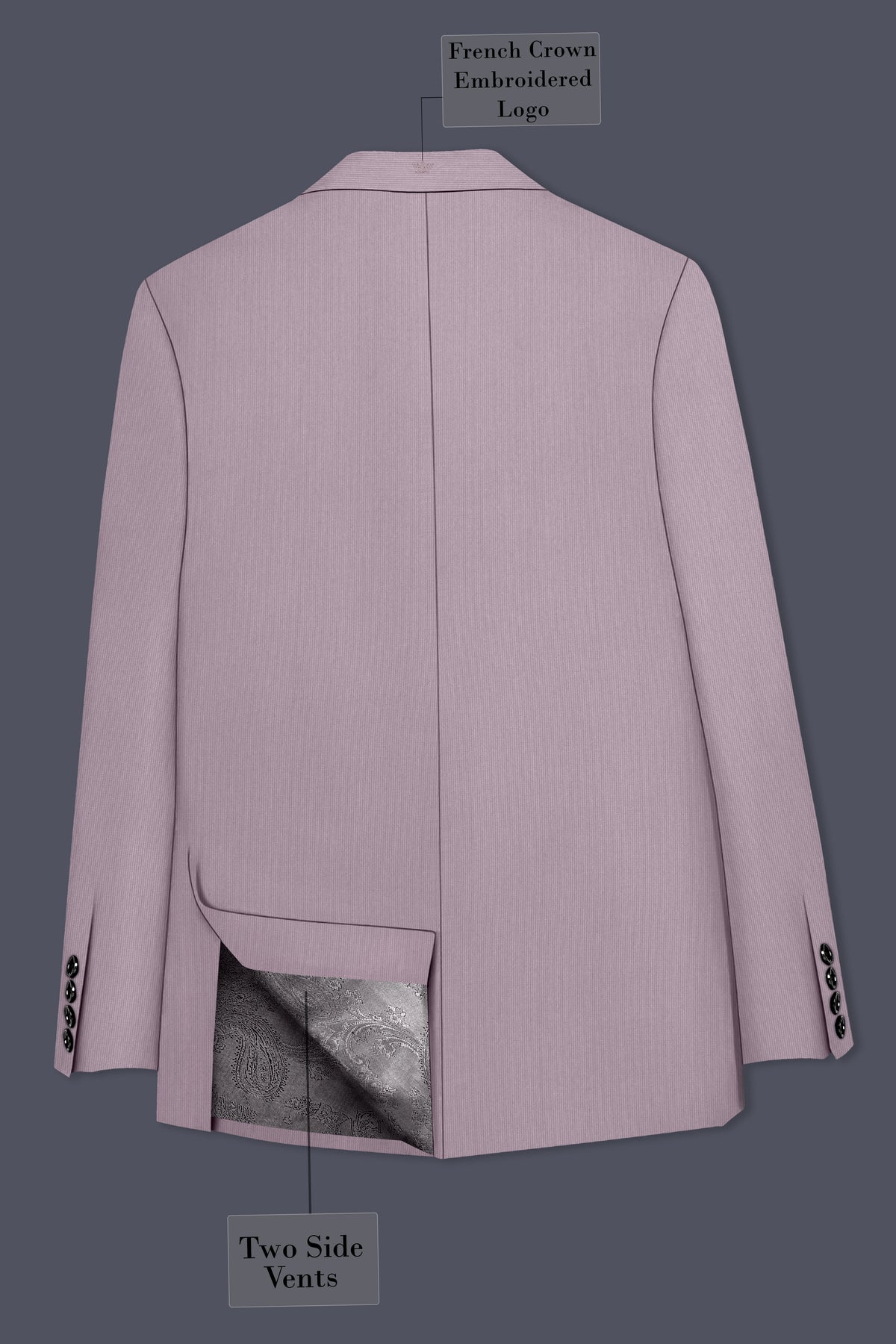 Celeste-Martini Pink Diamond Textured Wool Rich Slight Stretch Single Breasted Blazer
