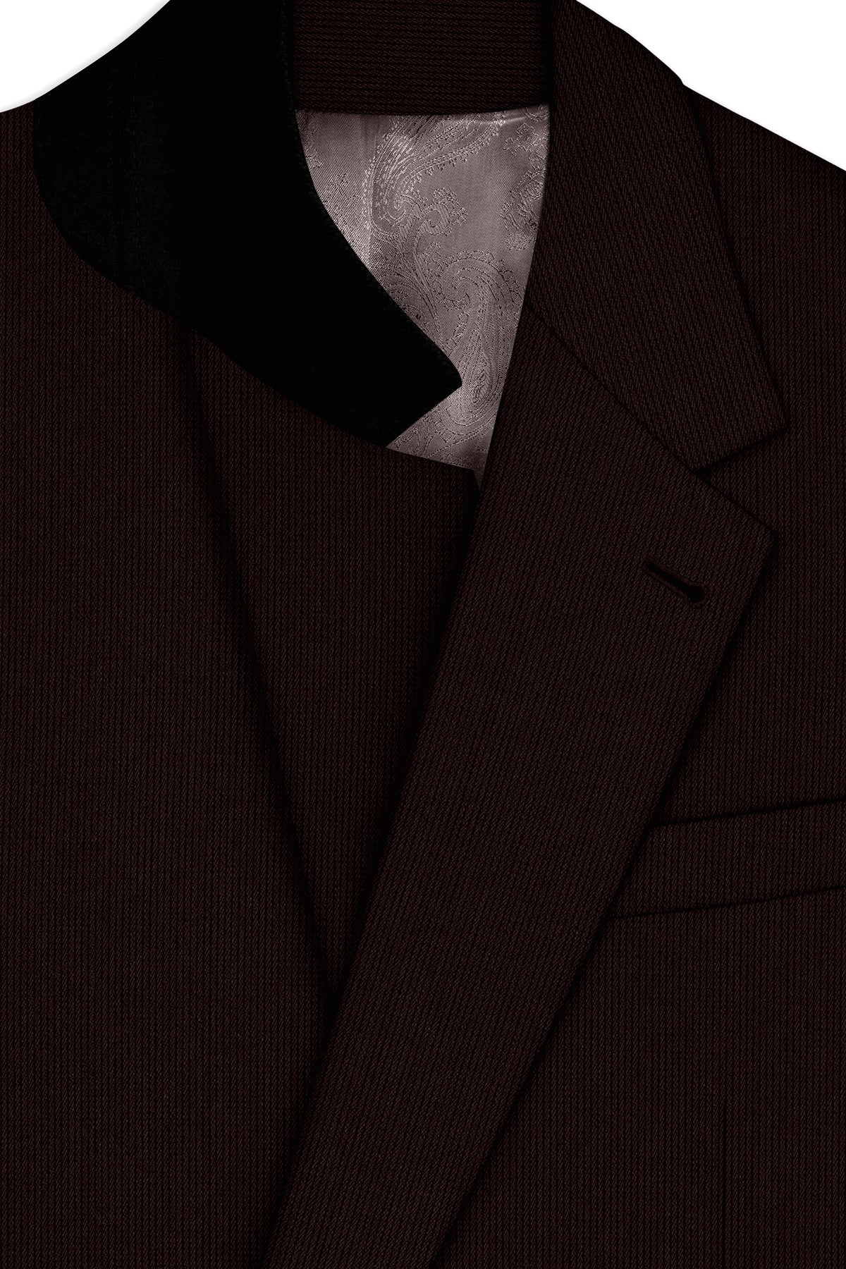 Terrano-Creole Brown Diamond Textured Wool Rich Slight Stretch Single Breasted Blazer