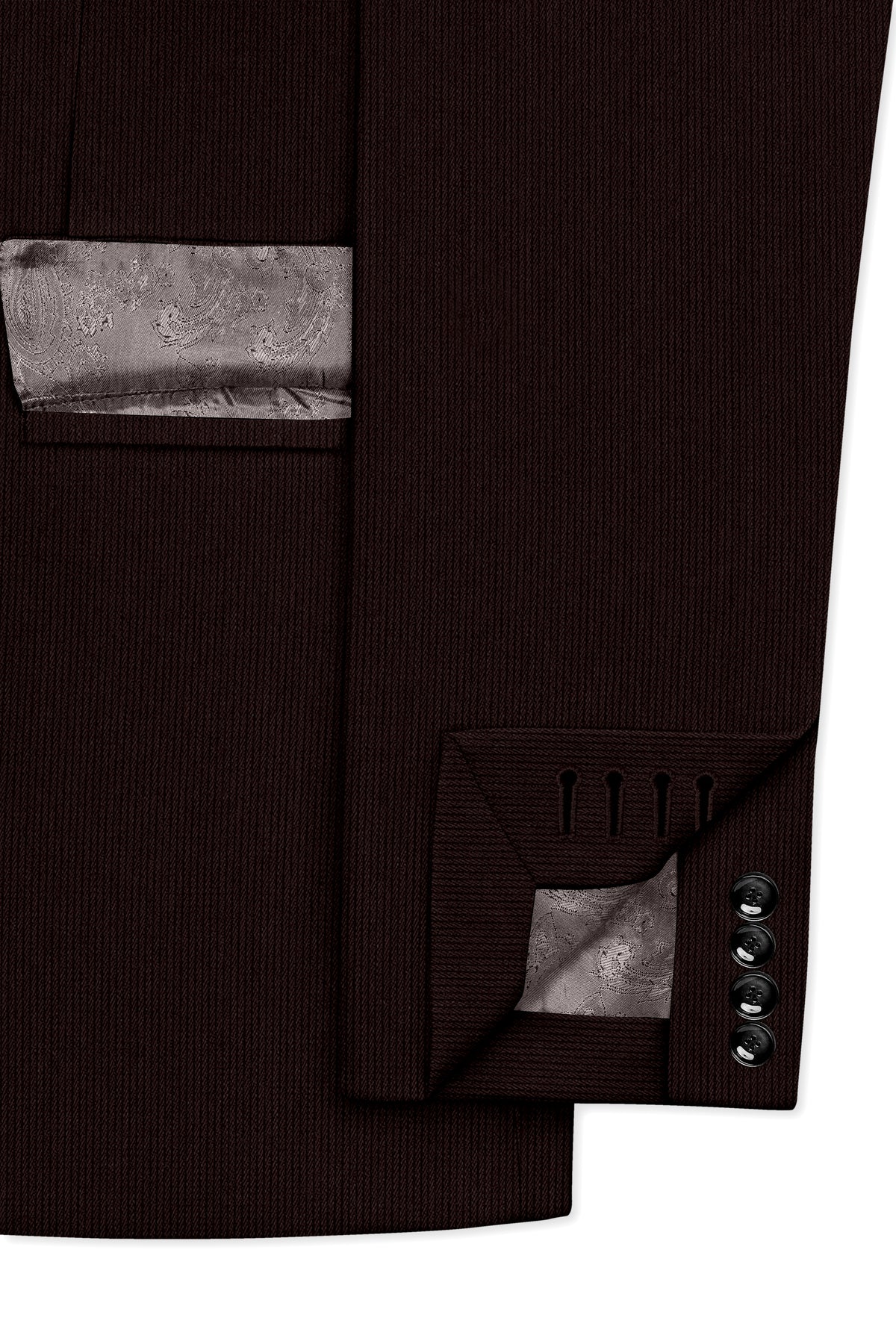 Terrano-Creole Brown Diamond Textured Wool Rich Slight Stretch Single Breasted Blazer