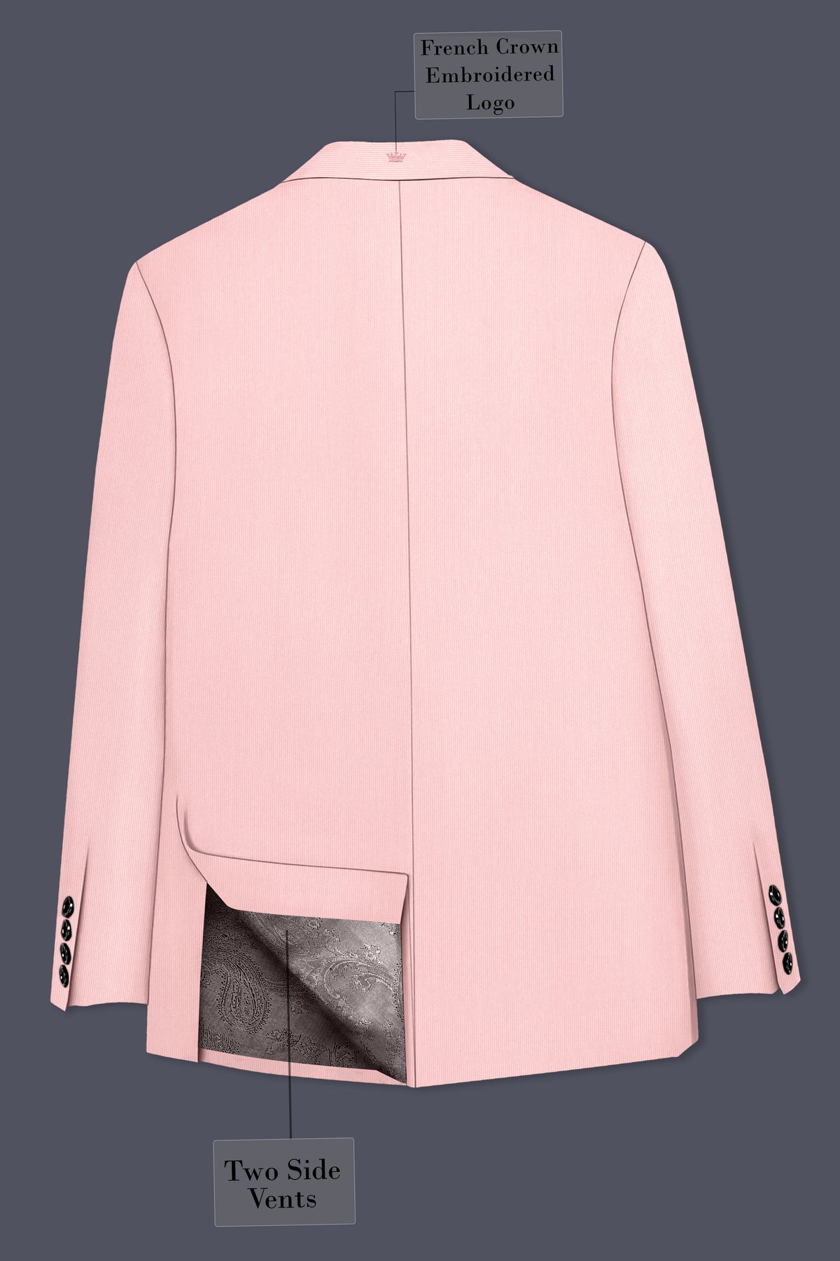 Elara-Cosmos Pink Diamond Textured Wool Rich Slight Stretch Single Breasted Blazer
