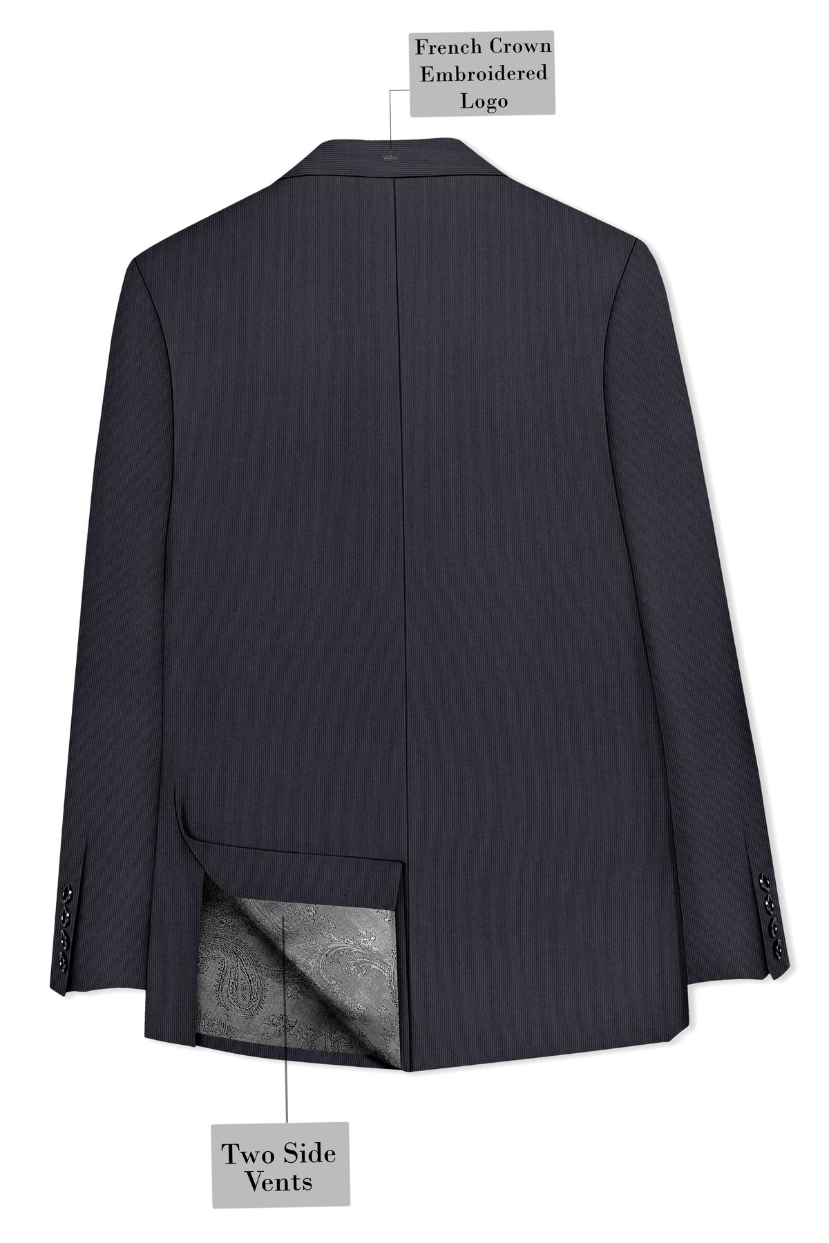 Axton-Baltic Sea Gray Diamond Textured Wool Rich Slight Stretch Single Breasted Blazer
