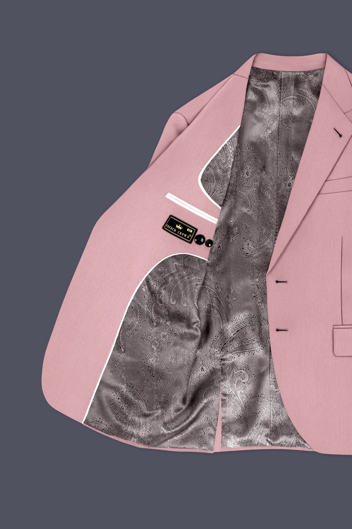 Isadora-Careys Pink Diamond Textured Wool Rich Slight Stretch Single Breasted Blazer