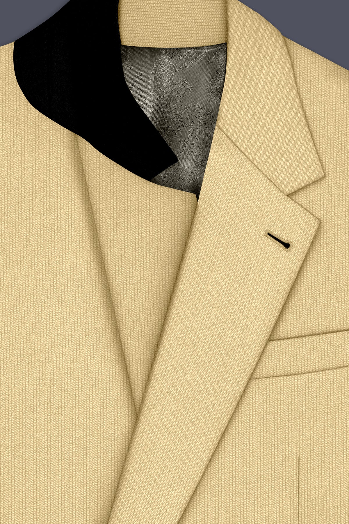 Dorian-Pavlova Cream Diamond Textured Wool Rich Slight Stretch Single Breasted Blazer