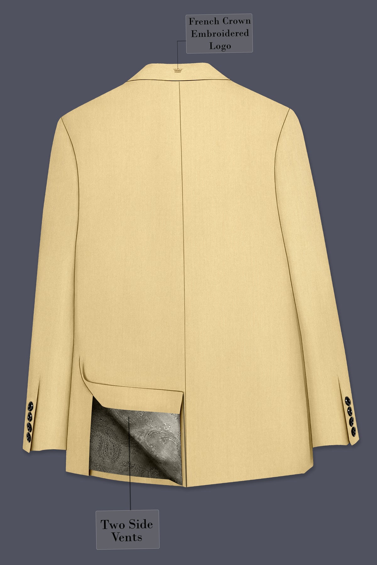 Dorian-Pavlova Cream Diamond Textured Wool Rich Slight Stretch Single Breasted Blazer