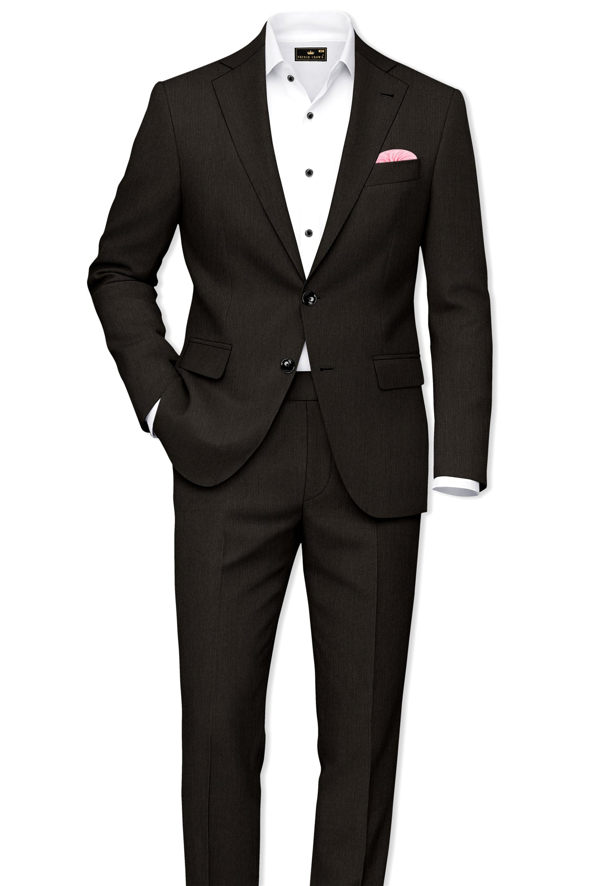 Grayson-Zeus Brown Diamond Textured Wool Rich Slight Stretch Single Breasted Blazer