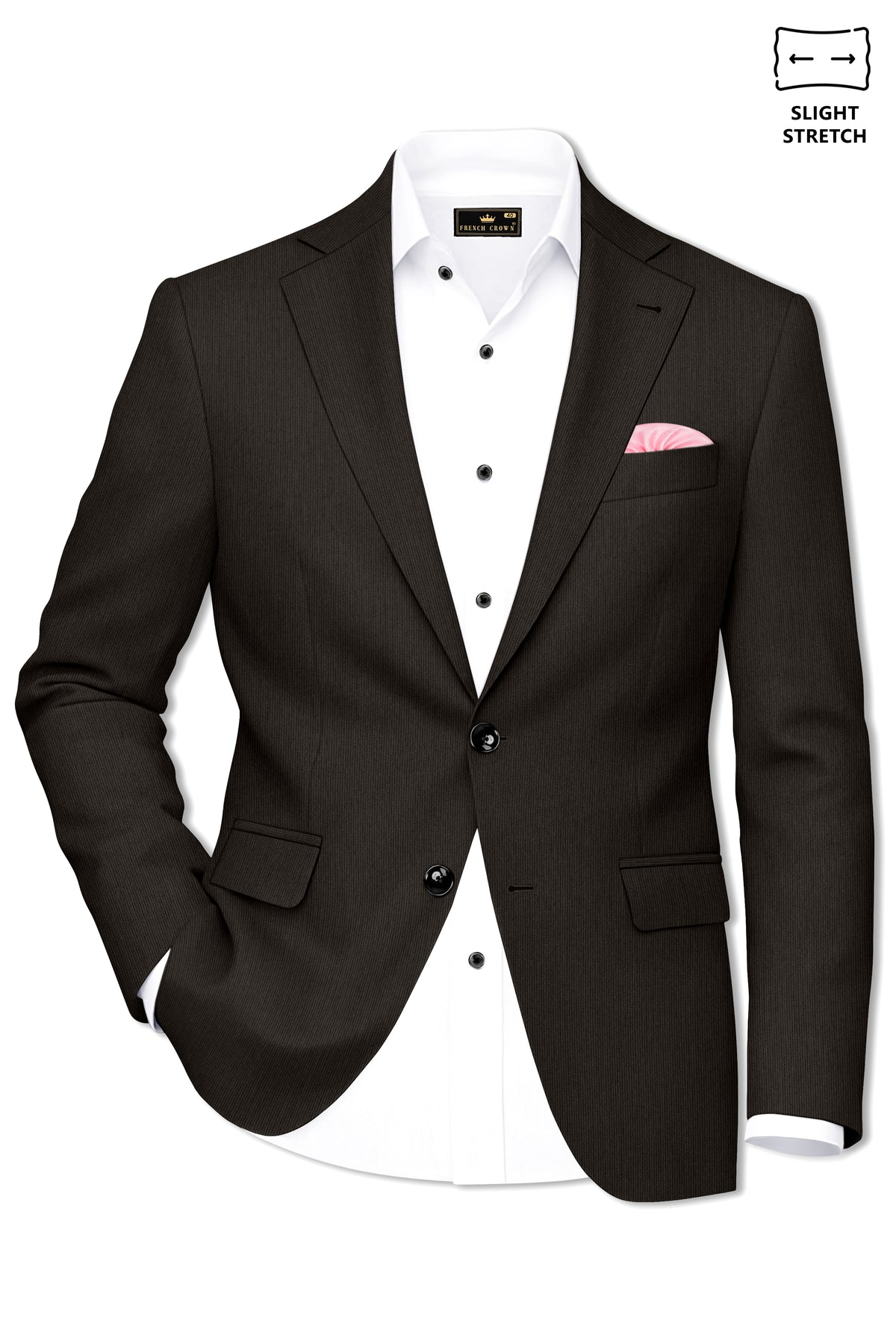 Grayson-Zeus Brown Diamond Textured Wool Rich Slight Stretch Single Breasted Blazer