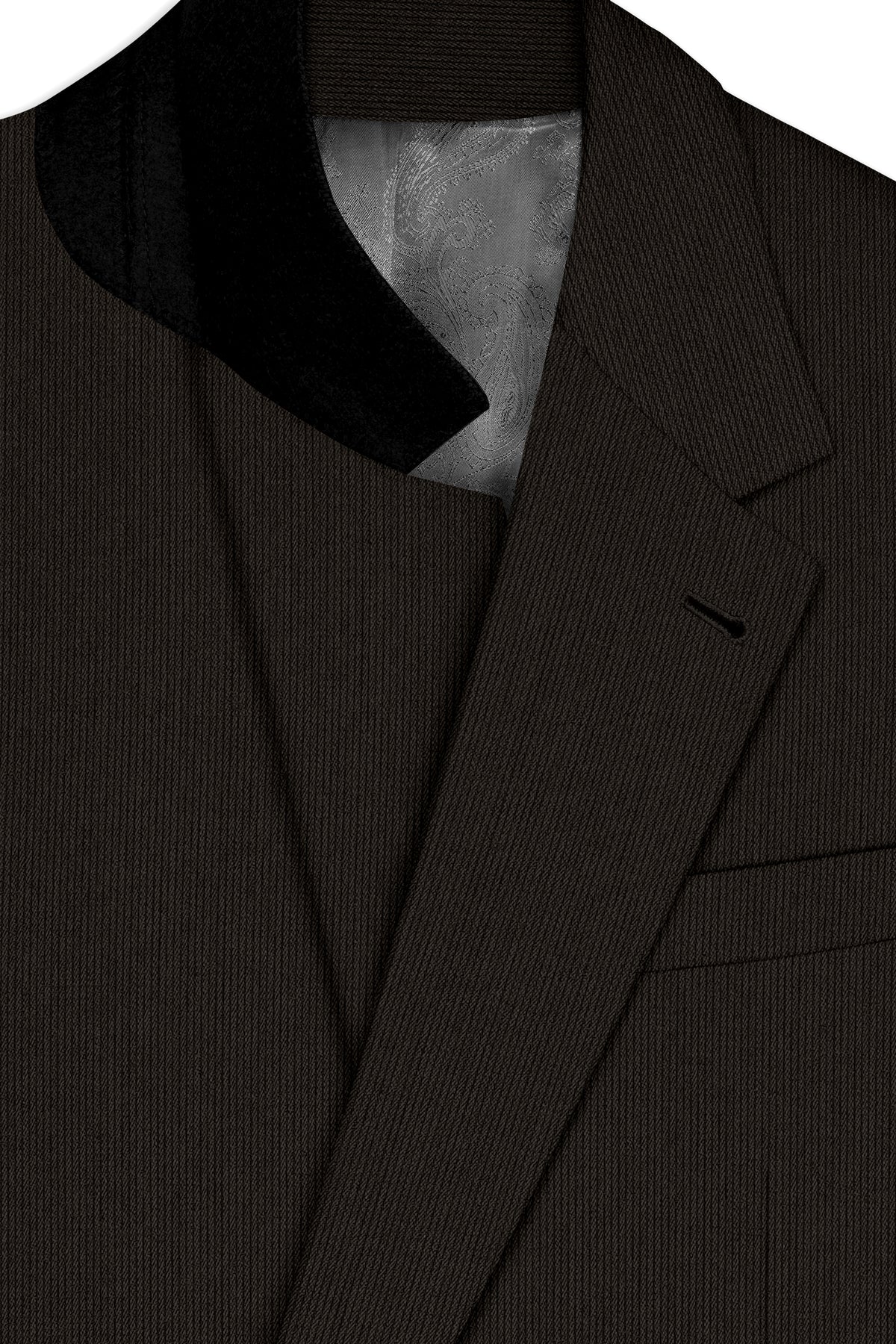 Grayson-Zeus Brown Diamond Textured Wool Rich Slight Stretch Single Breasted Blazer