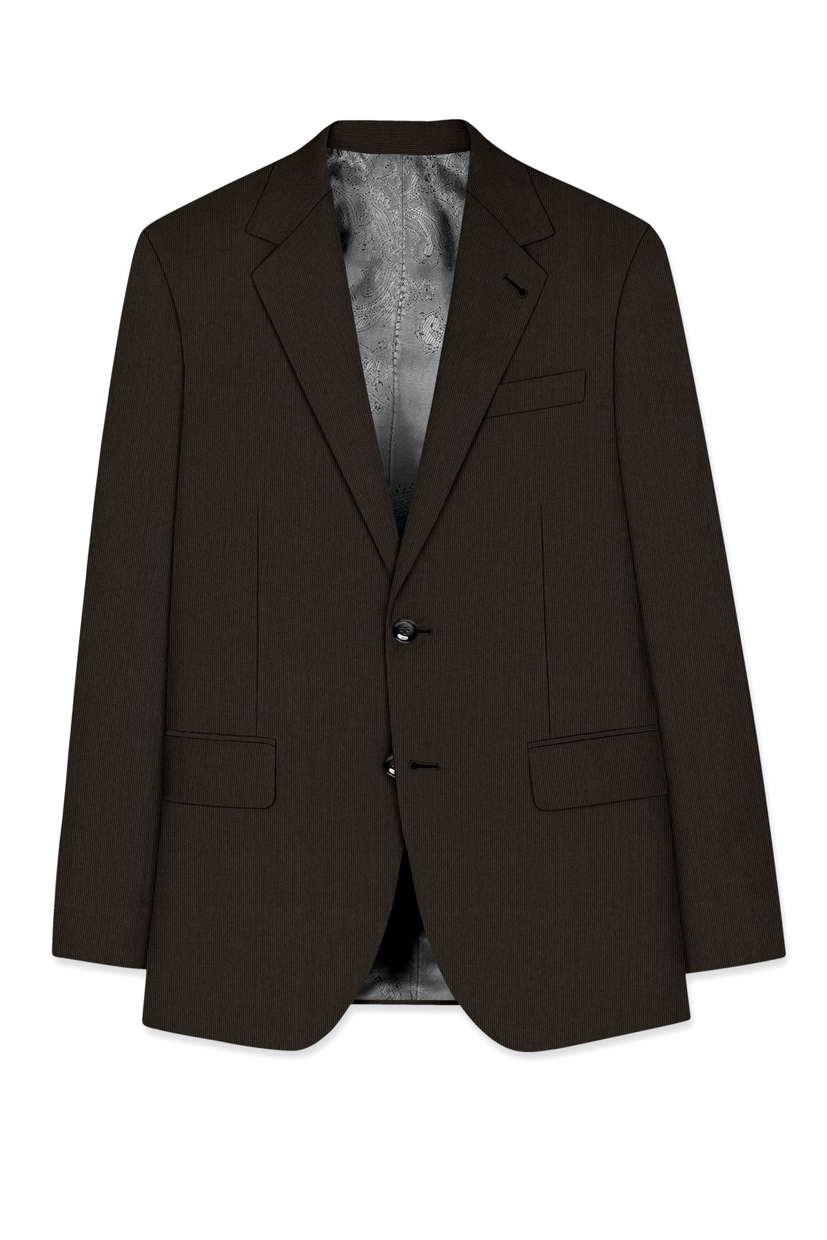 Grayson-Zeus Brown Diamond Textured Wool Rich Slight Stretch Single Breasted Blazer