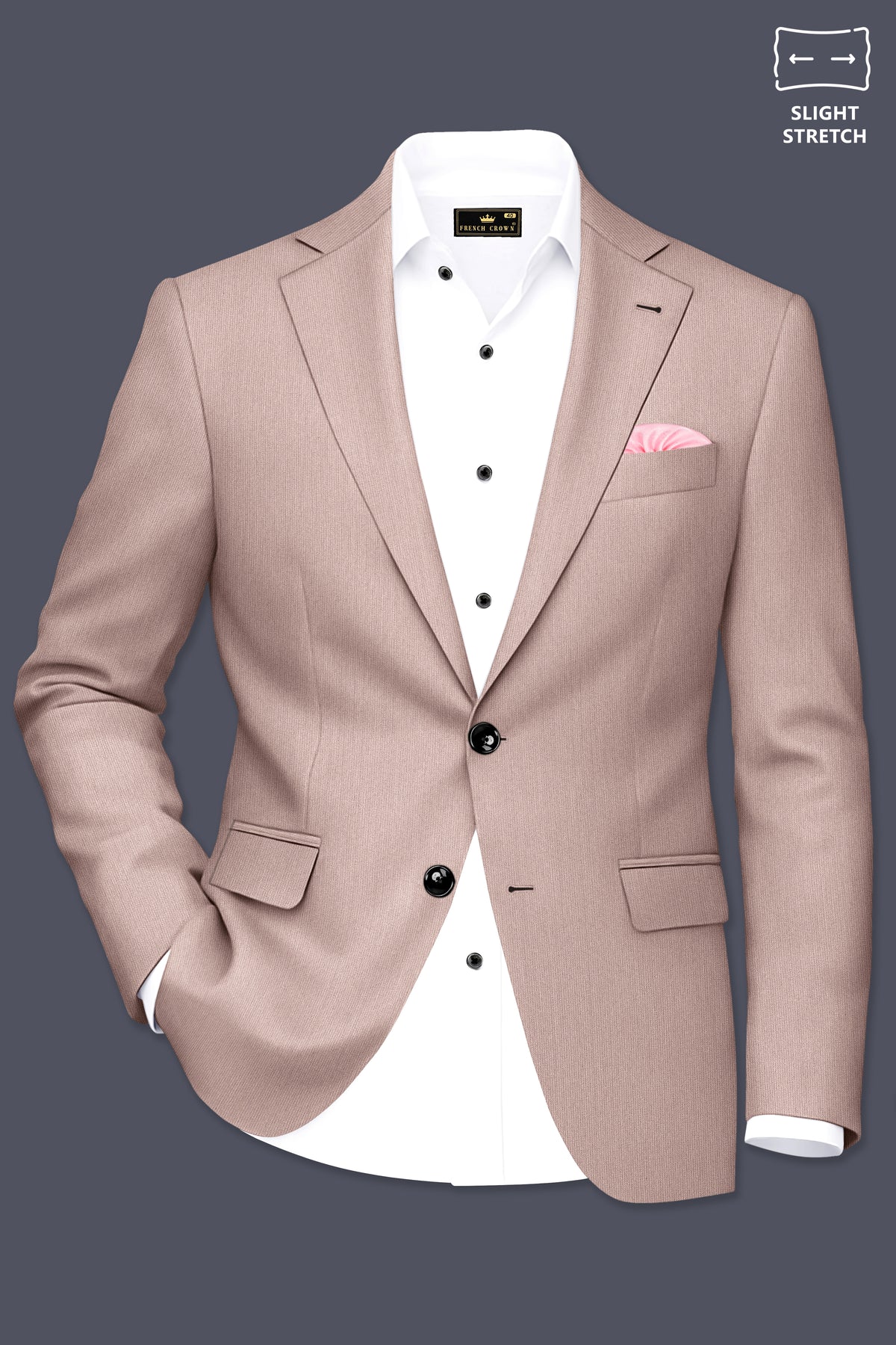 Amelio-Nomad Peach Diamond Textured Wool Rich Slight Stretch Single Breasted Blazer