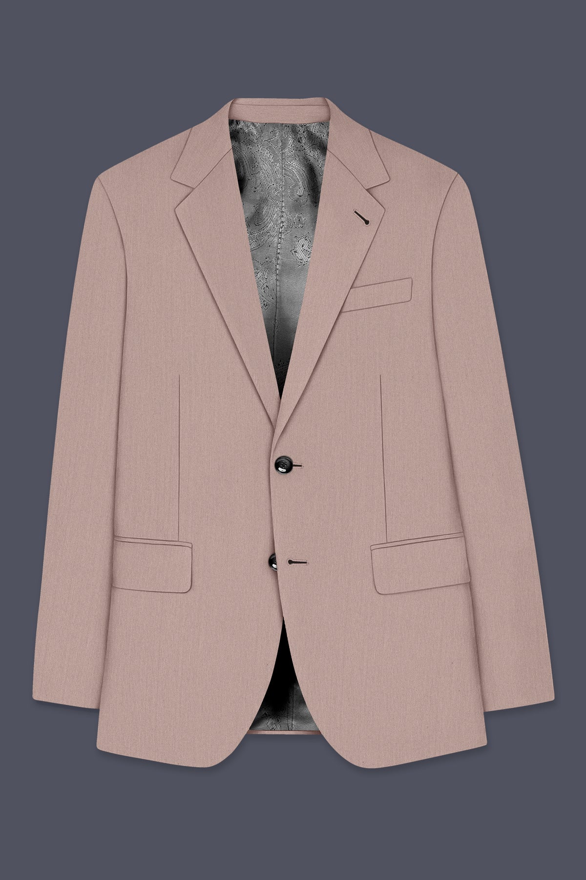 Amelio-Nomad Peach Diamond Textured Wool Rich Slight Stretch Single Breasted Blazer