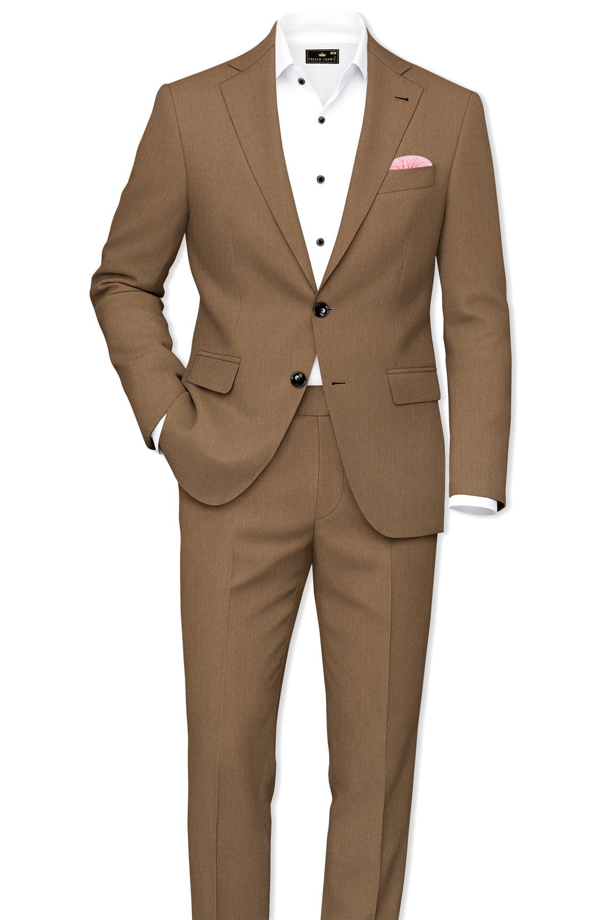 Weston-Millbrook Brown Diamond Textured Wool Rich Slight Stretch Single Breasted Blazer