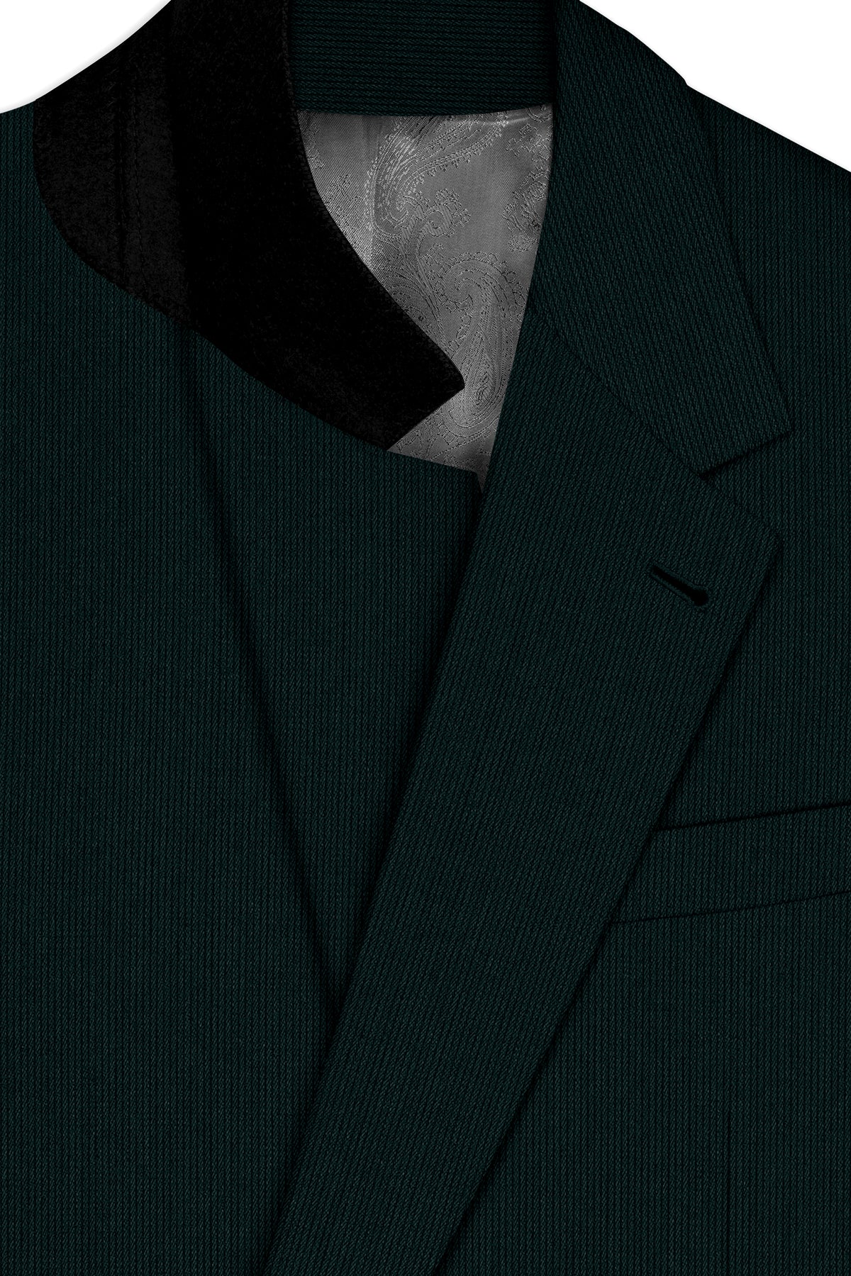 Viridian-Burnham Green Diamond Textured Wool Rich Slight Stretch Single Breasted Blazer