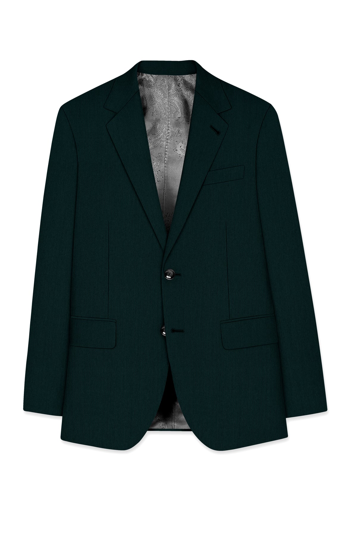 Viridian-Burnham Green Diamond Textured Wool Rich Slight Stretch Single Breasted Blazer