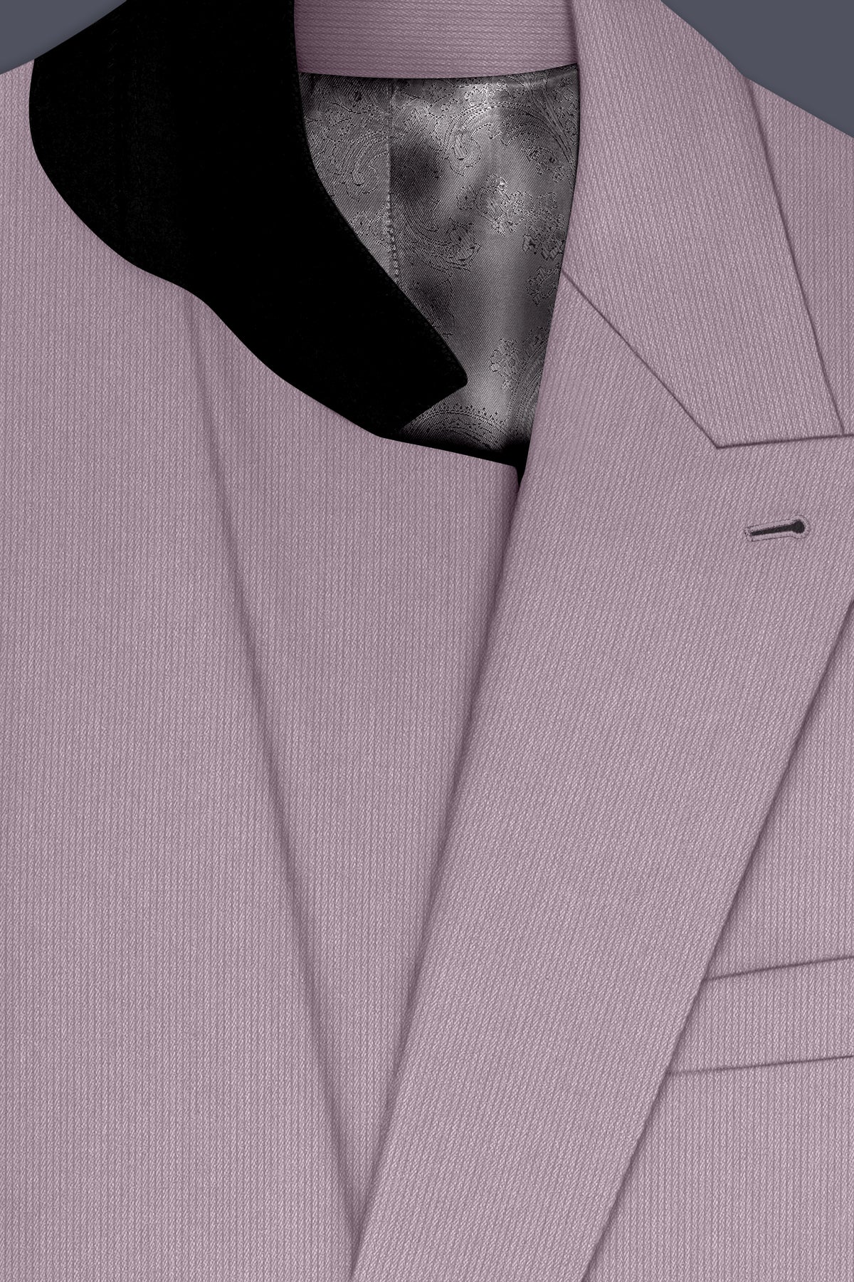 Celeste-Martini Pink Diamond Textured Wool Rich Slight Stretch Double Breasted Blazer