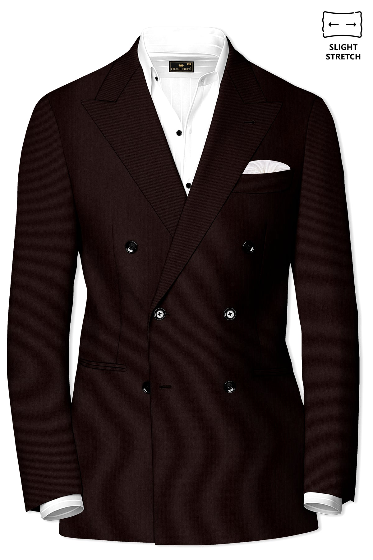 Terrano-Creole Brown Diamond Textured Wool Rich Slight Stretch Double Breasted Blazer