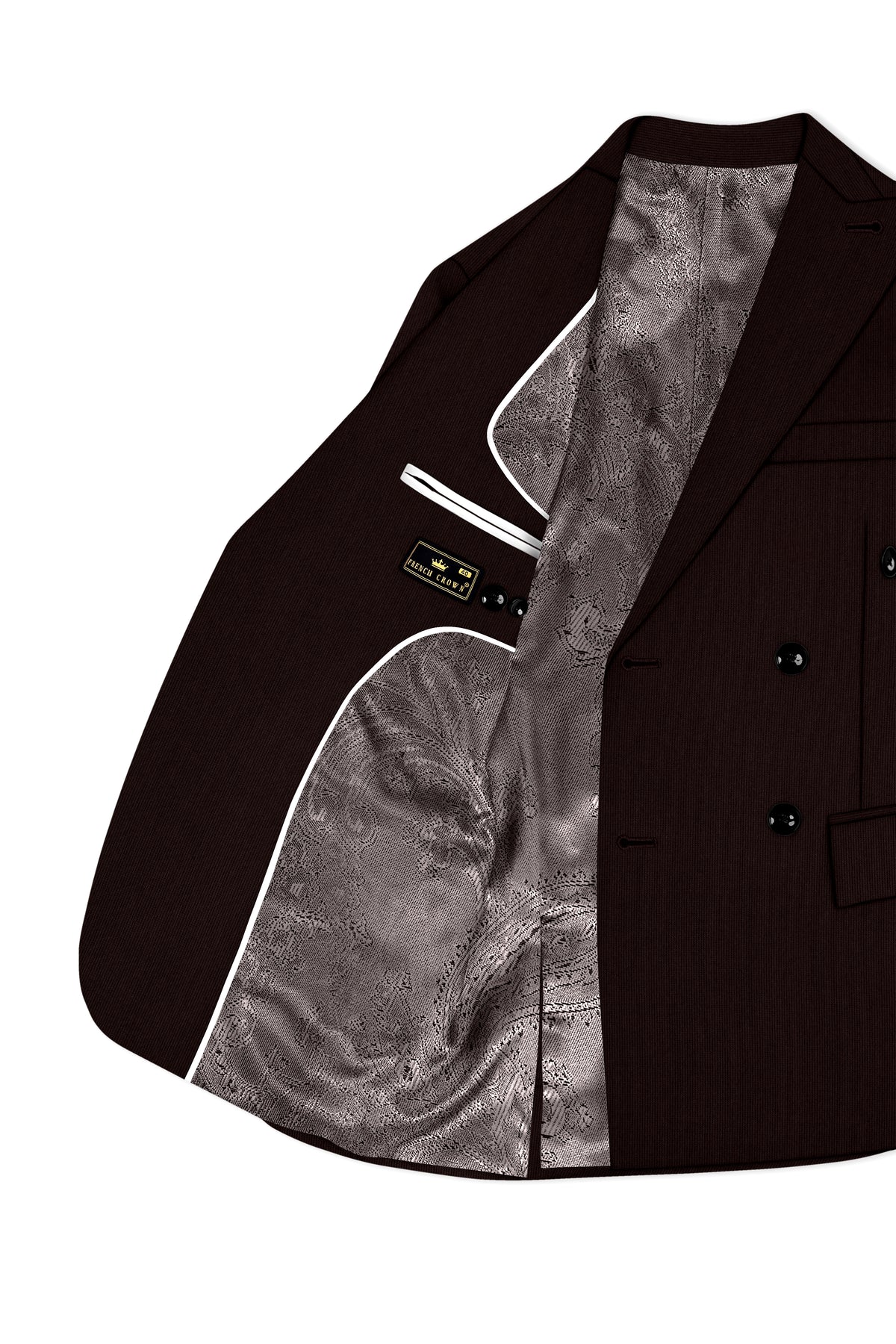 Terrano-Creole Brown Diamond Textured Wool Rich Slight Stretch Double Breasted Blazer
