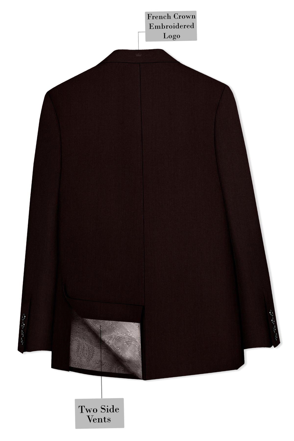 Terrano-Creole Brown Diamond Textured Wool Rich Slight Stretch Double Breasted Blazer