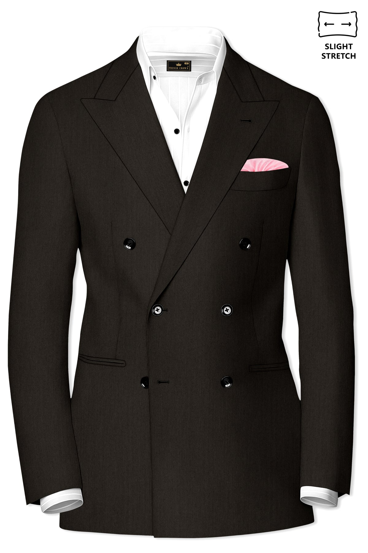 Grayson-Zeus Brown Diamond Textured Wool Rich Slight Stretch Double Breasted Blazer