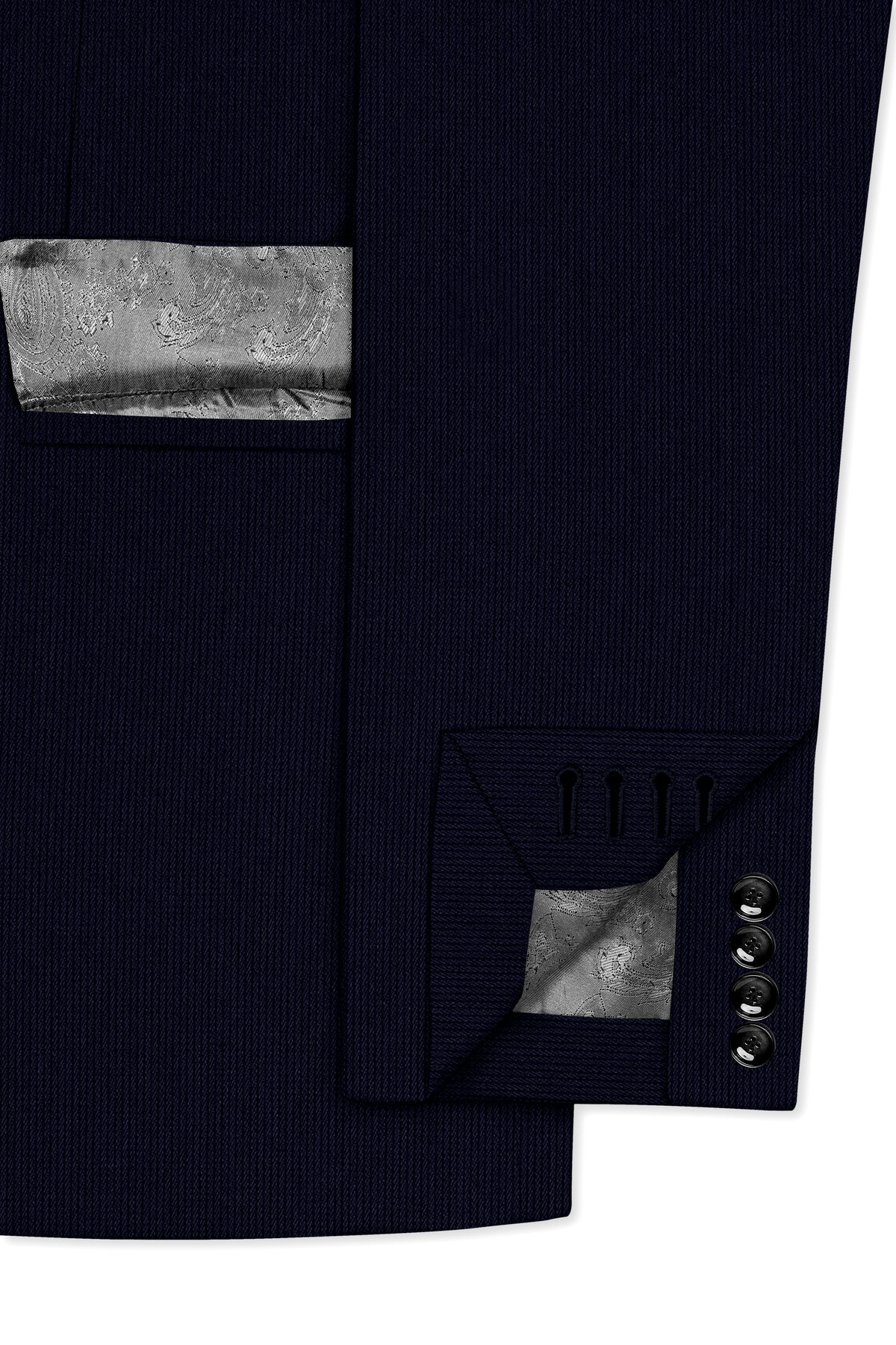 Valmont-Navy Blue Diamond Textured Wool Rich Slight Stretch Double Breasted Blazer