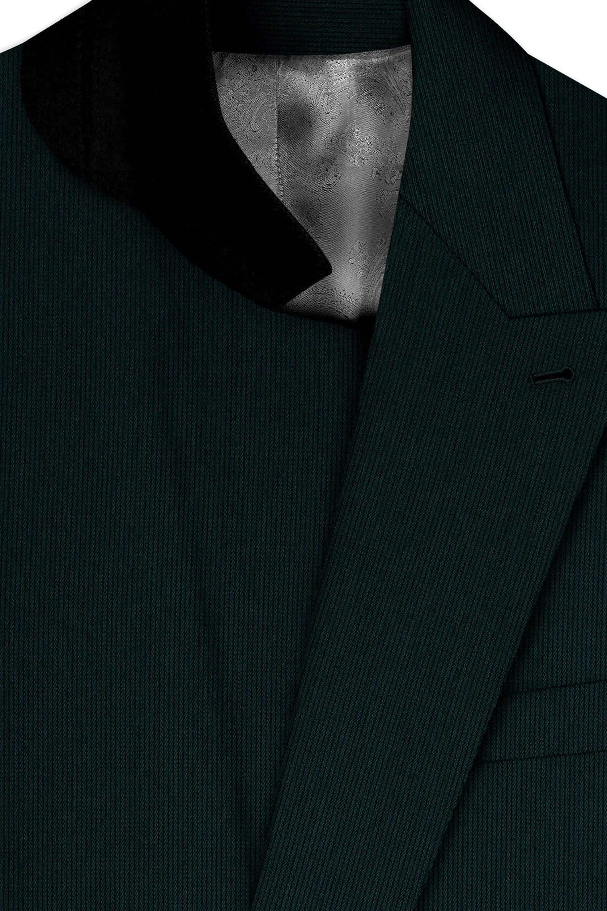 Viridian-Burnham Green Diamond Textured Wool Rich Slight Stretch Double Breasted Blazer