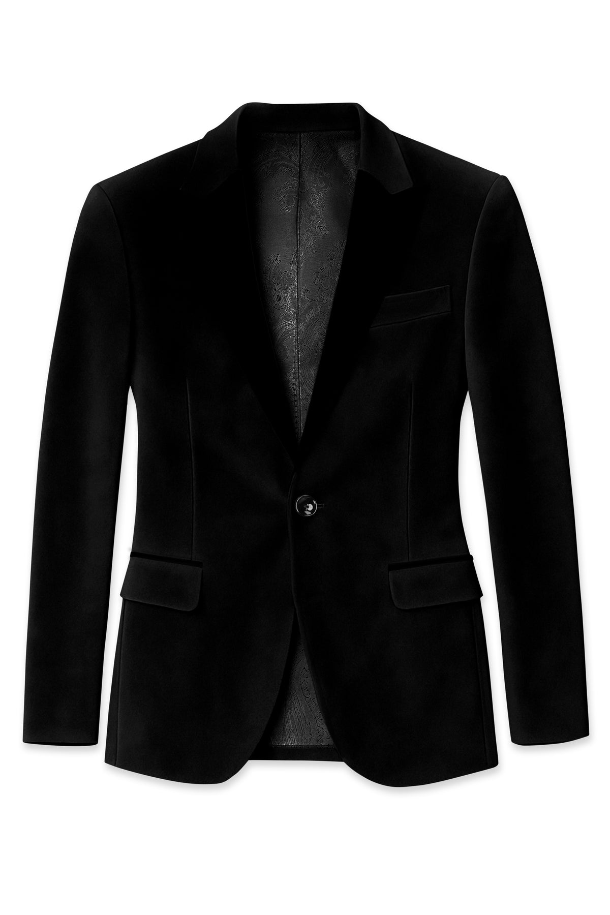 Aurelius-Jade Black Velvet Peak Lapel Tuxedo Blazer