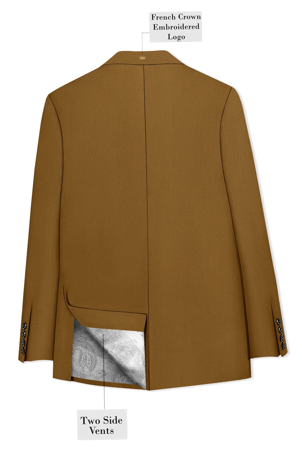 Sartoro-Otter Brown Diamond Textured Wool Rich Slight Stretch Single Breasted Blazer