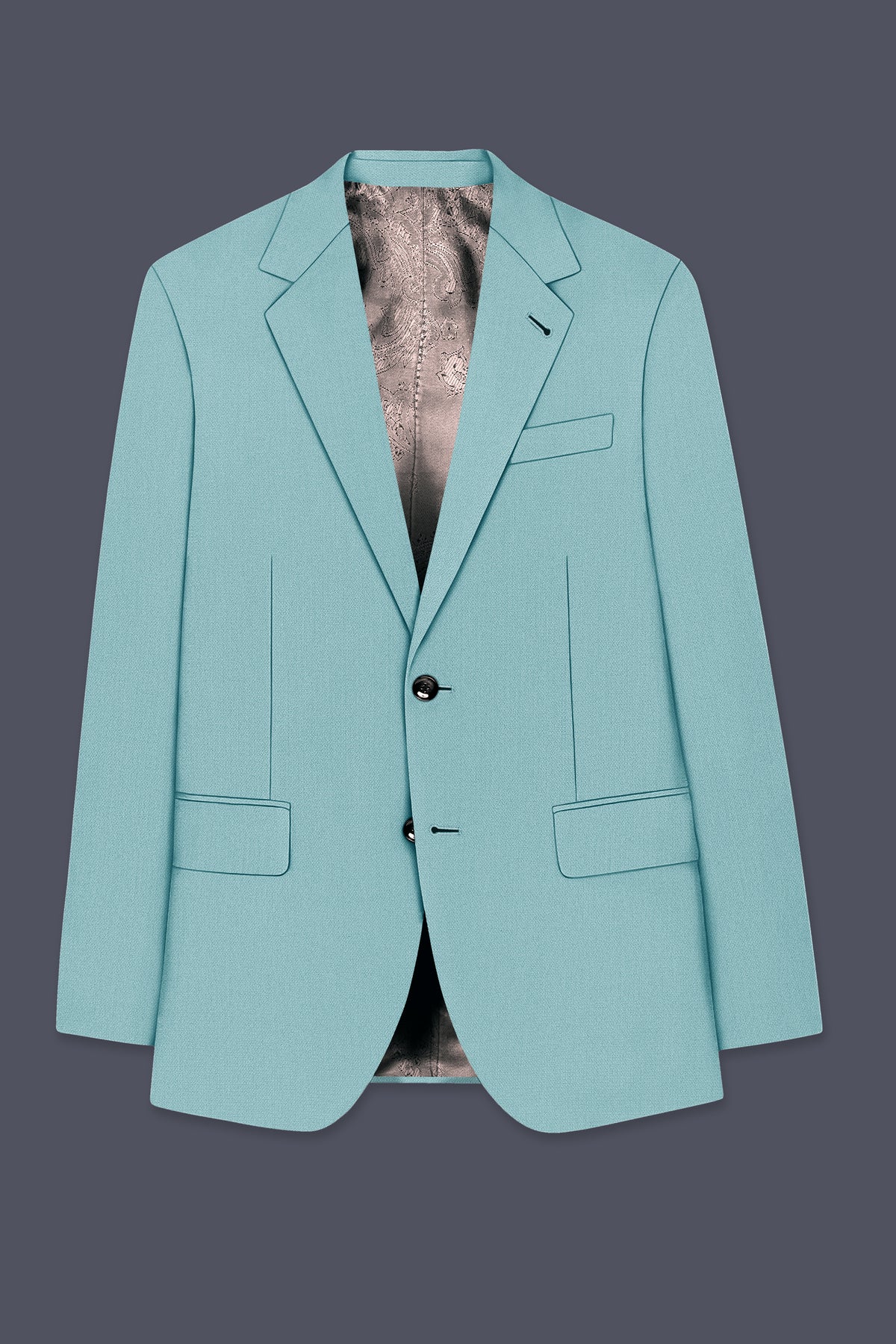Eclipse-Hosta Blue Diamond Textured Wool Rich Slight Stretch Single Breasted Blazer
