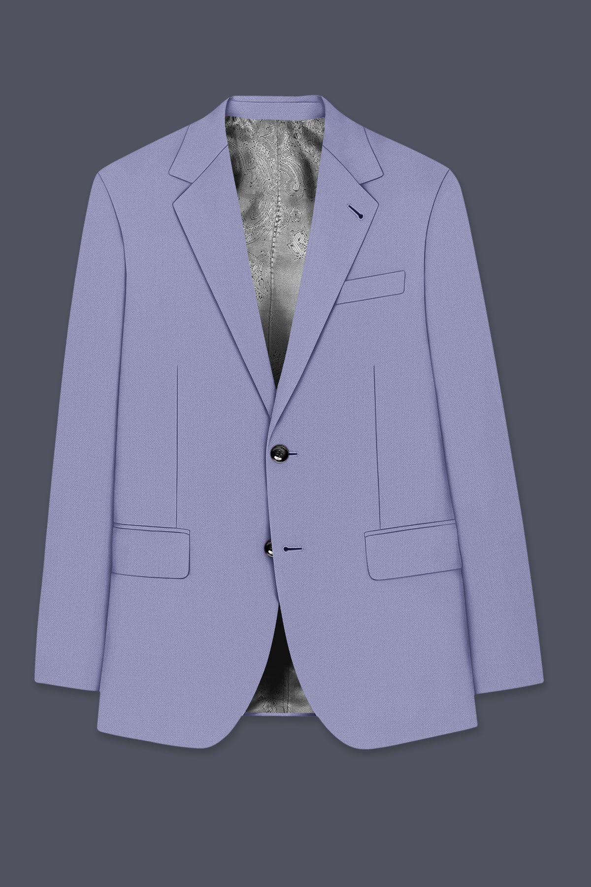 Royale-Chatelle Purple Diamond Textured Wool Rich Slight Stretch Single Breasted Blazer