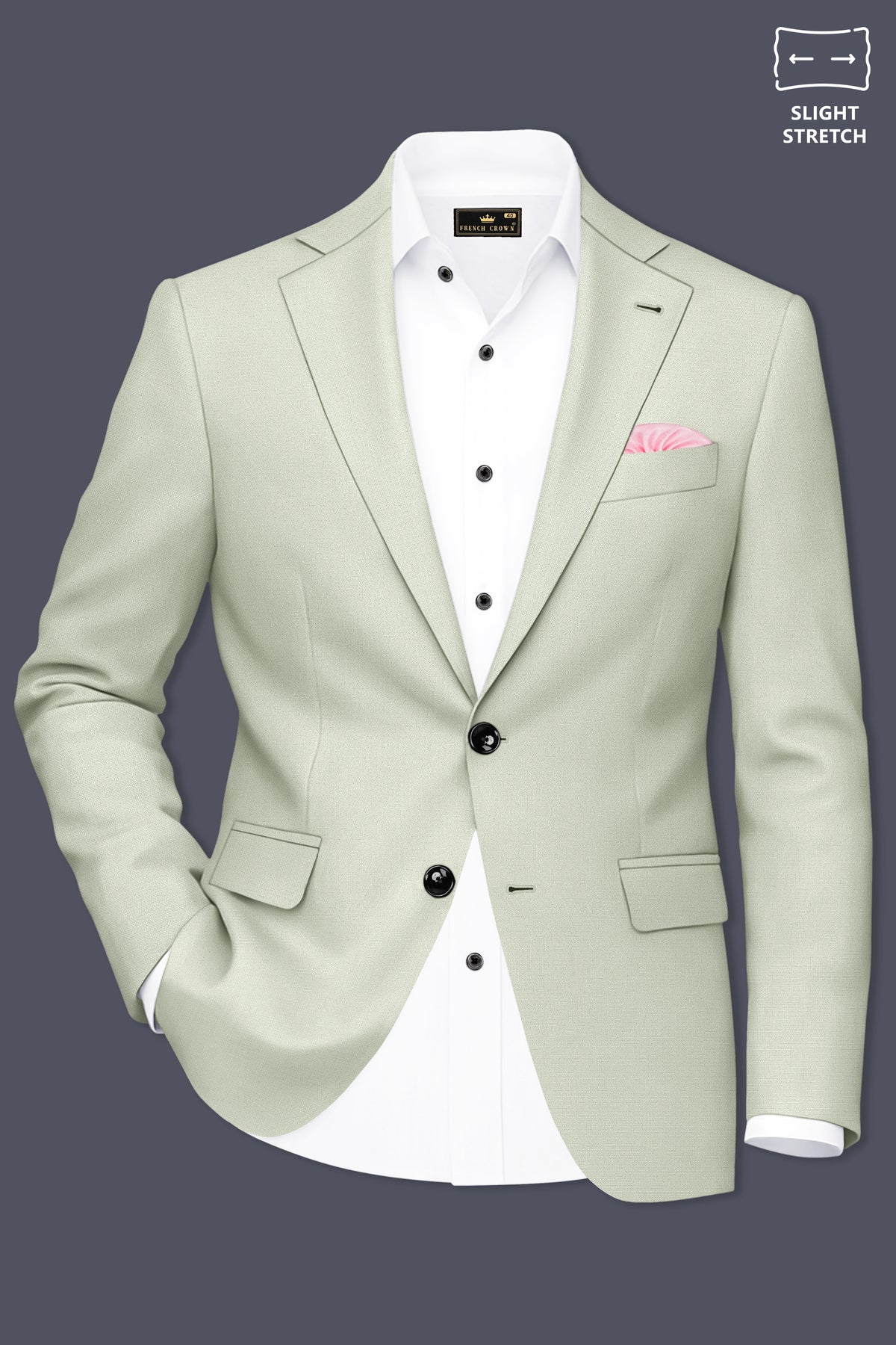 Olivier-Pixie Green Diamond Textured Wool Rich Slight Stretch Single Breasted Blazer