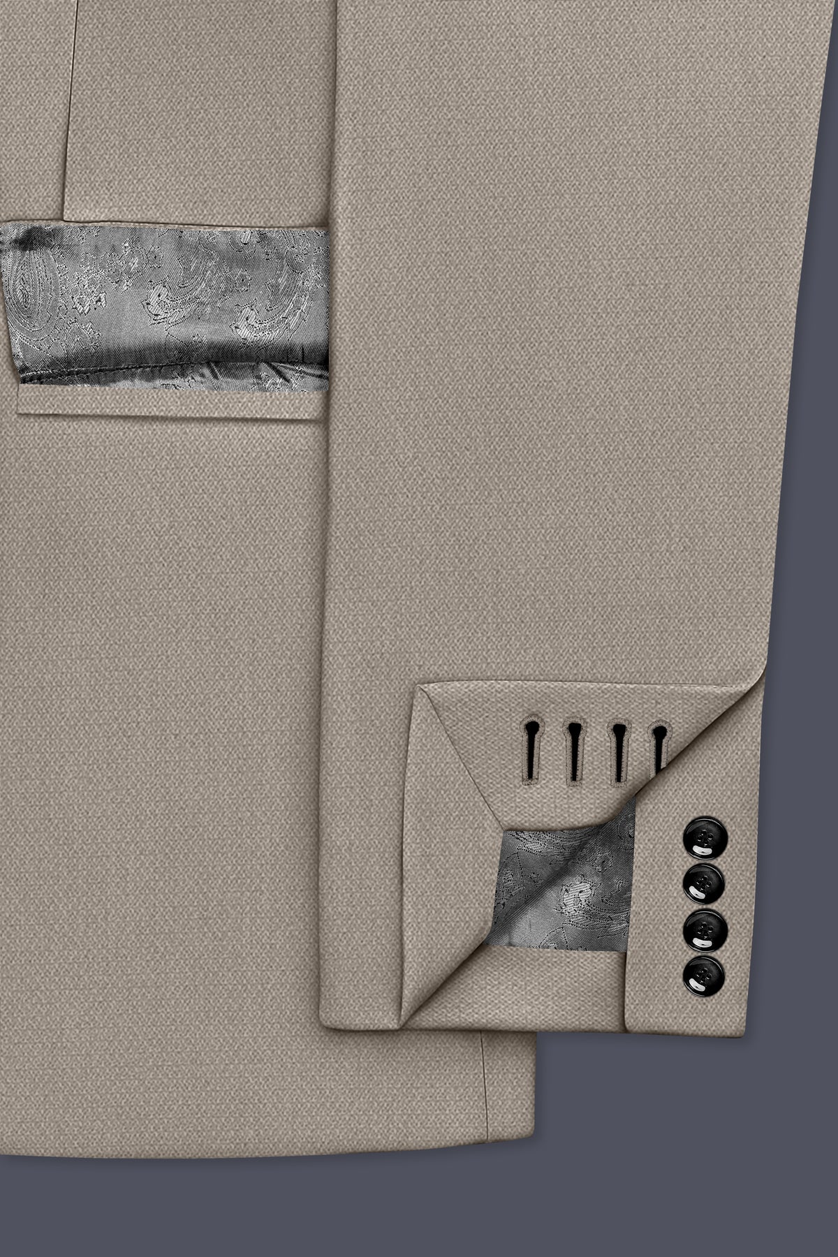 Mavren-Taupe Brown Diamond Textured Wool Rich Slight Stretch Single Breasted Blazer