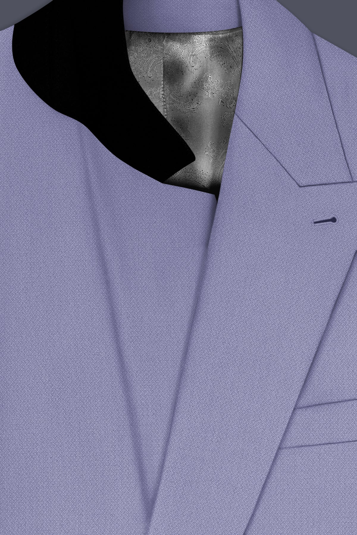 Royale-Chatelle Purple Diamond Textured Wool Rich Slight Stretch Double Breasted Blazer