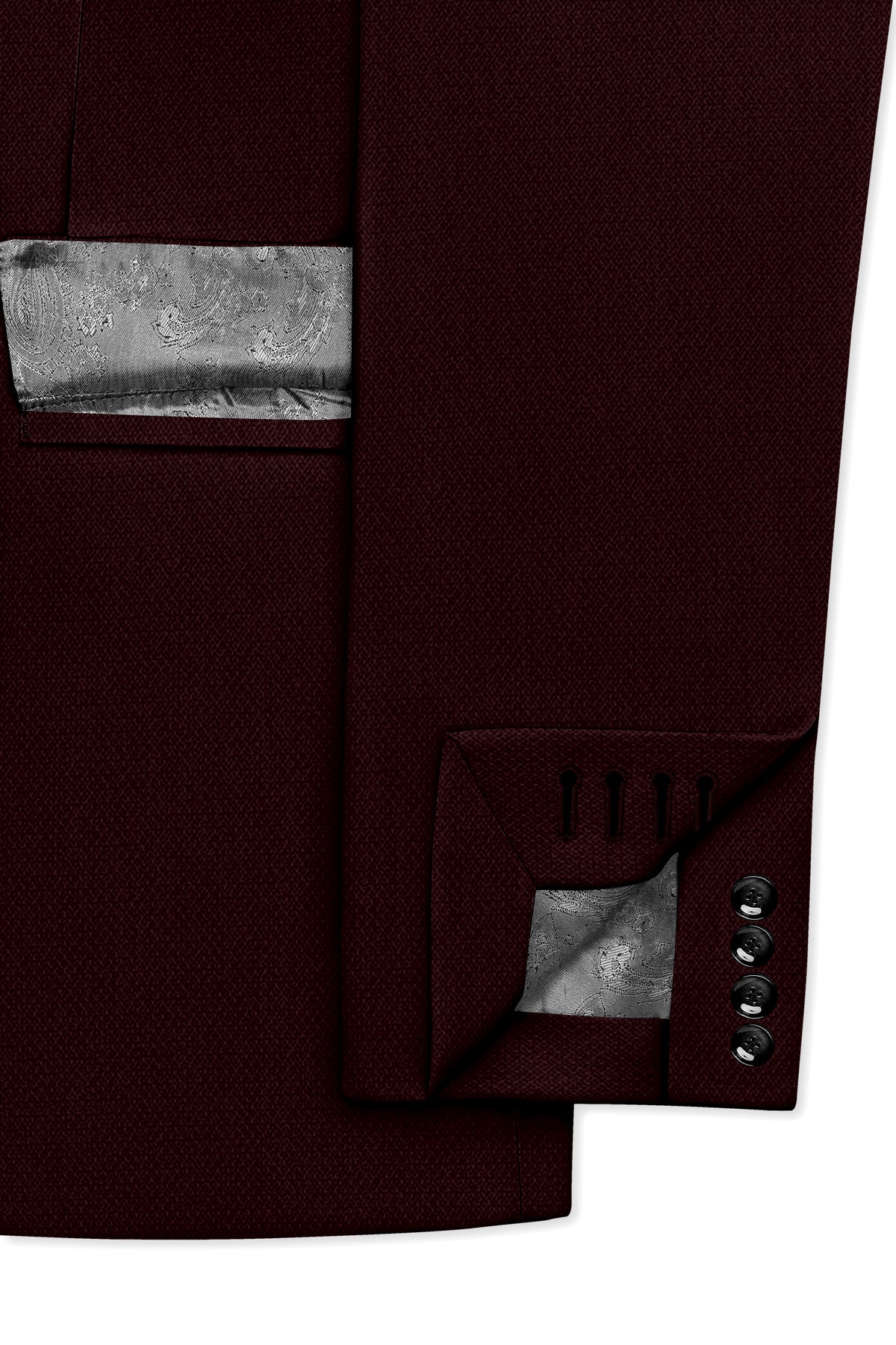Ardent-Creole Maroon Diamond Textured Wool Rich Slight Stretch Double Breasted Blazer