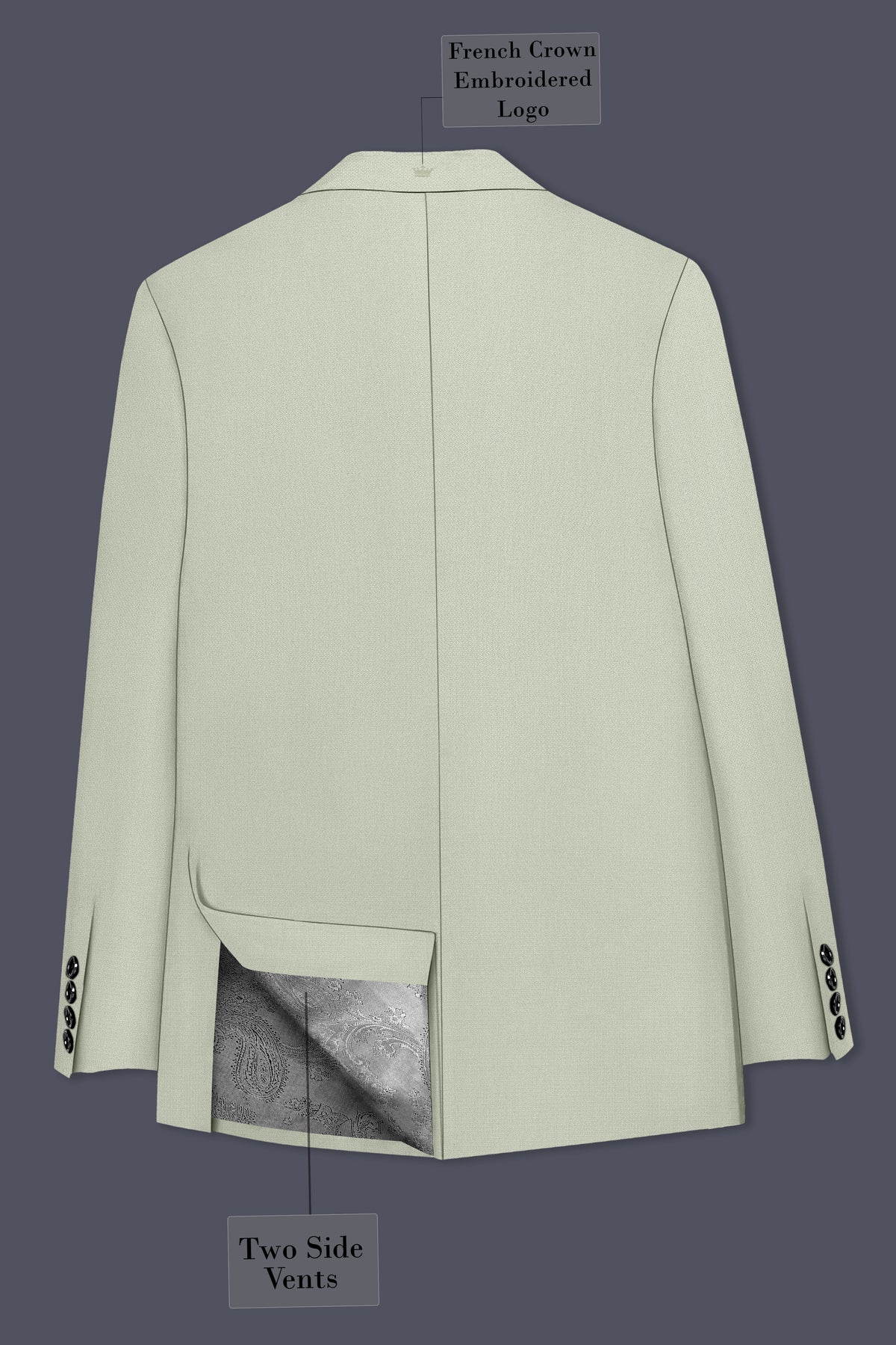 Olivier-Pixie Green Diamond Textured Wool Rich Slight Stretch Double Breasted Blazer