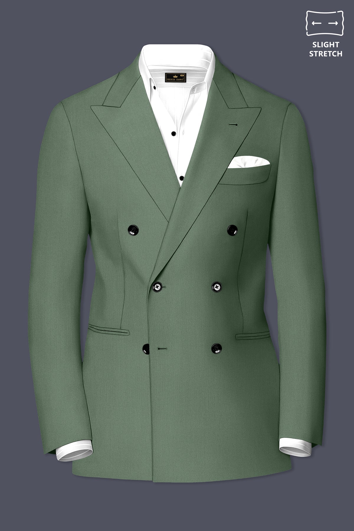 Avon-Glade Green Diamond Textured Wool Rich Slight Stretch Double Breasted Blazer