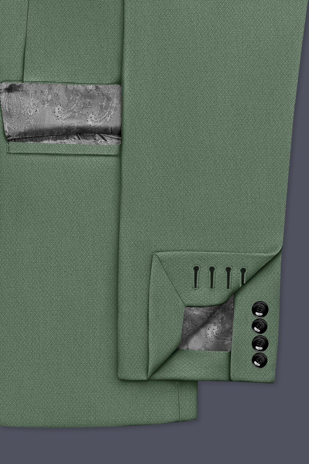 Avon-Glade Green Diamond Textured Wool Rich Slight Stretch Double Breasted Blazer