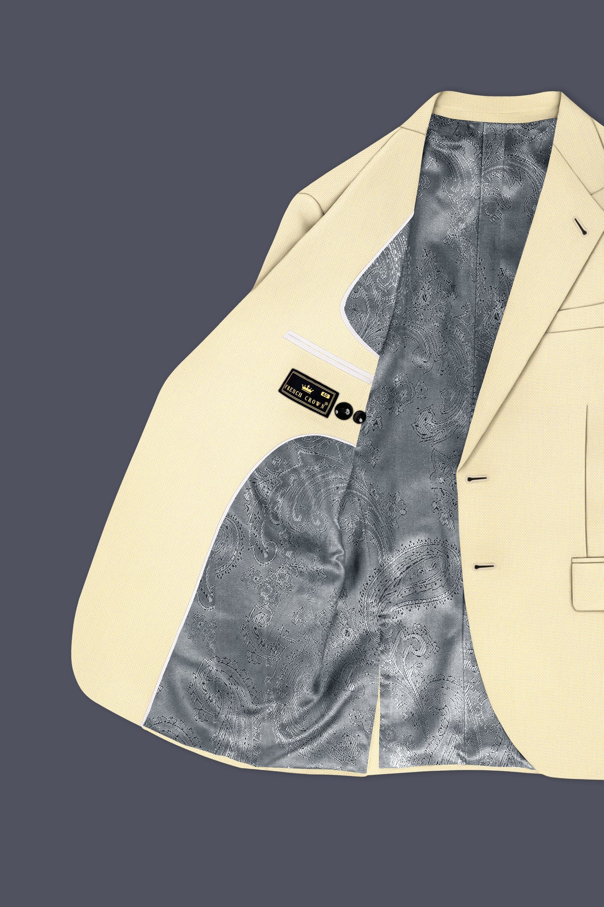 Lumine-Bavarian Cream Diamond Textured Wool Rich Slight Stretch Single Breasted Blazer