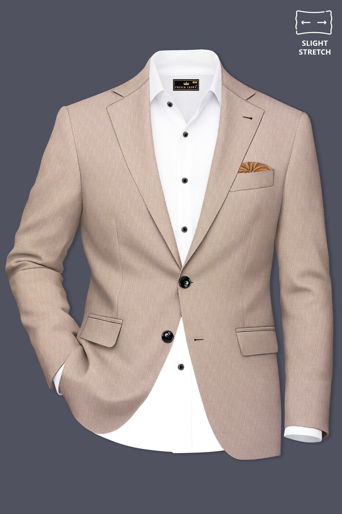 Terrano-Rodeo Brown Diamond Textured Wool Rich Slight Stretch Single Breasted Blazer
